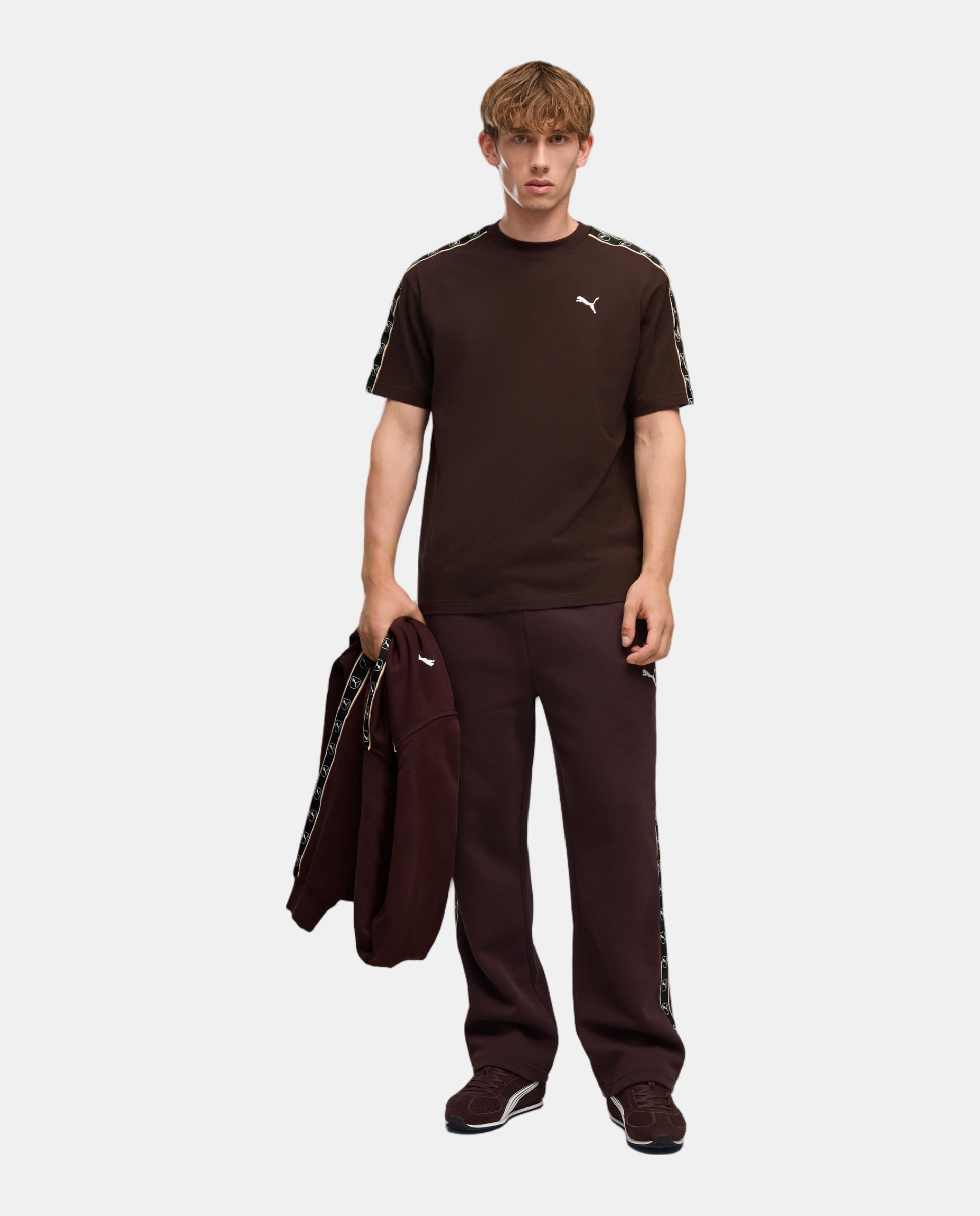 T-Shirt M/C Casual de Homem Ess Elevated Tape Relaxed Tee Puma Castanho-5