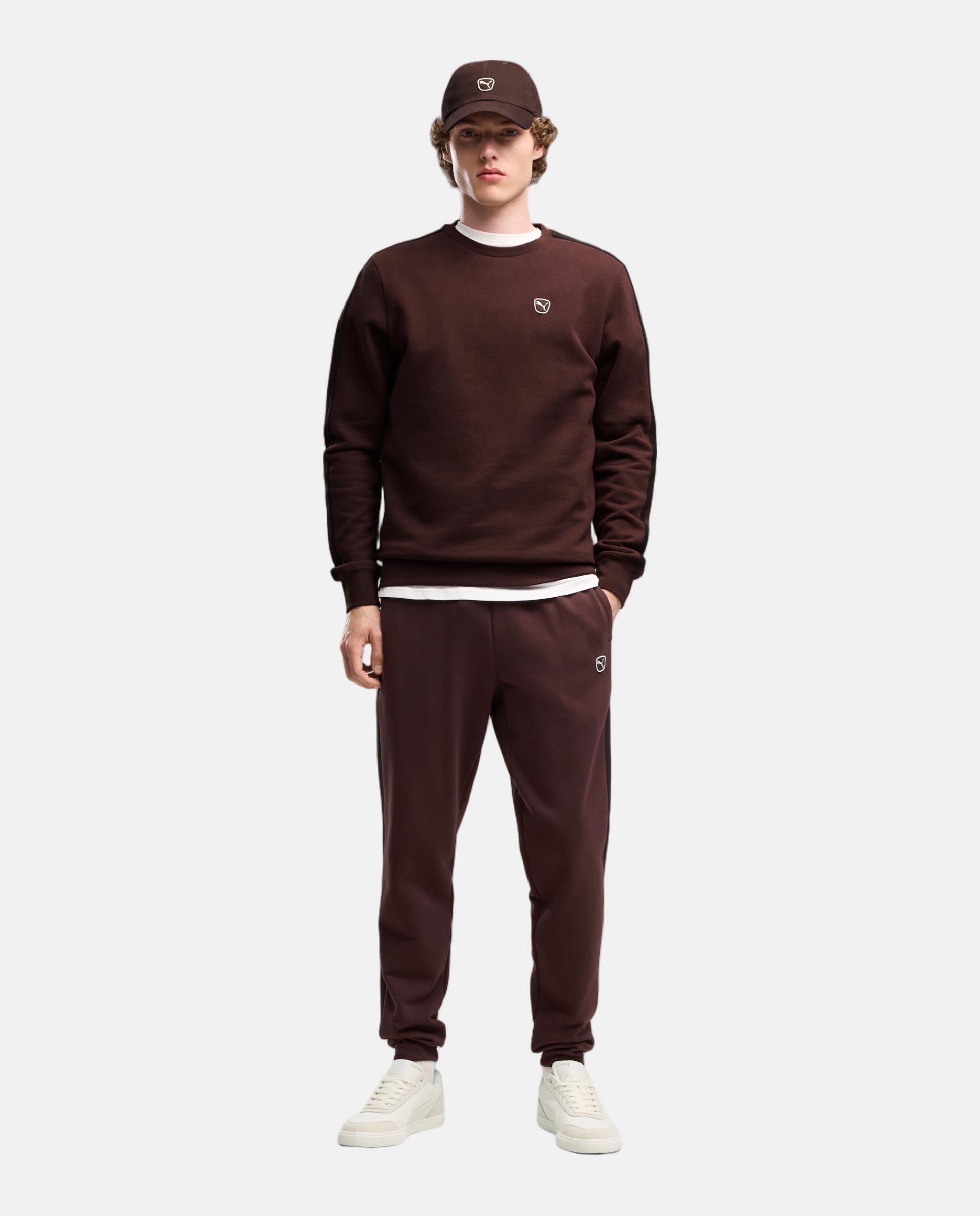 Calças Casual de Homem Ess Elevated Sweatpants Fl Cl Puma Castanho-5