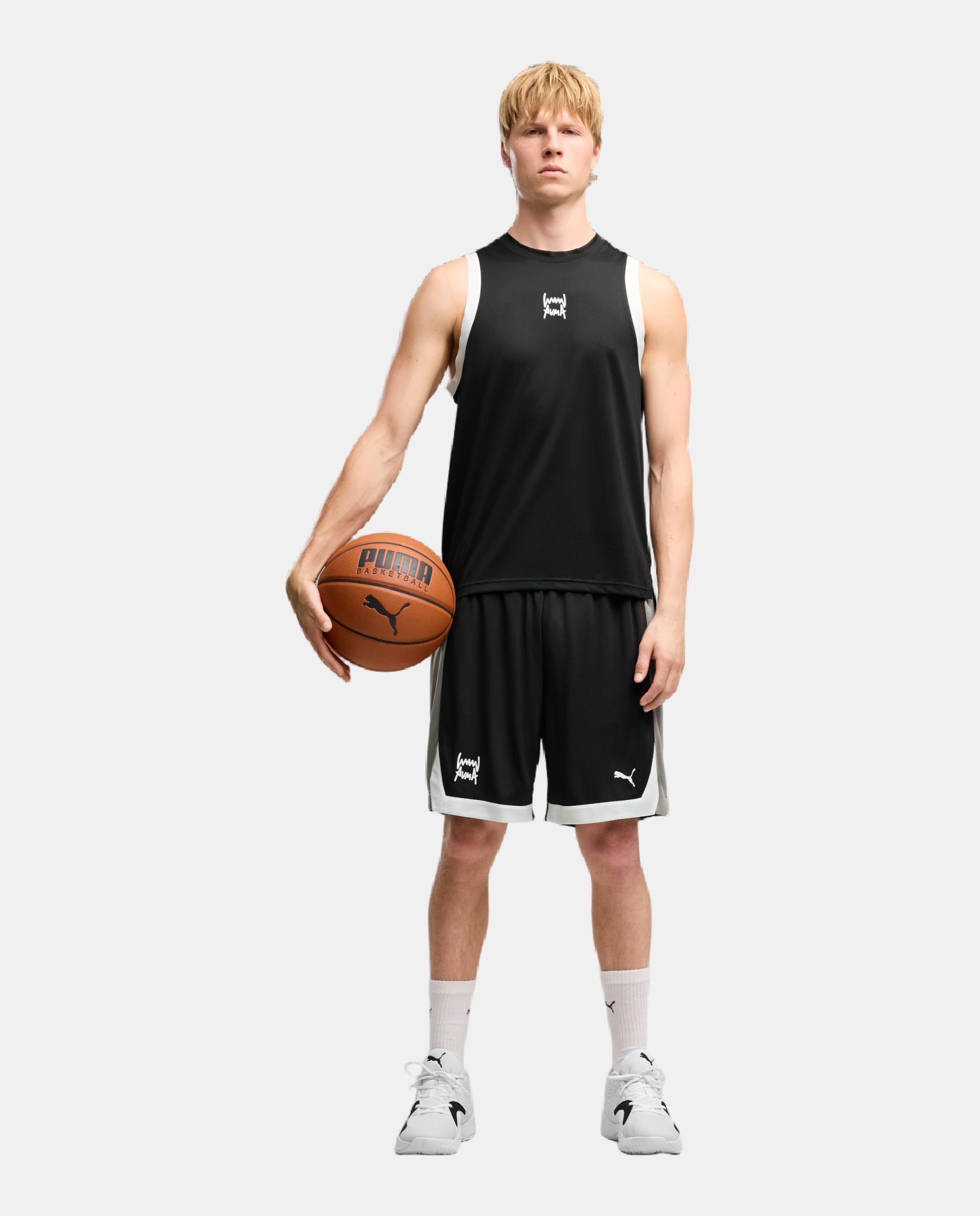 T-shirt de Manga Curta de Basquetebol de Homem Fundamentals Mesh Tank M Preto-3