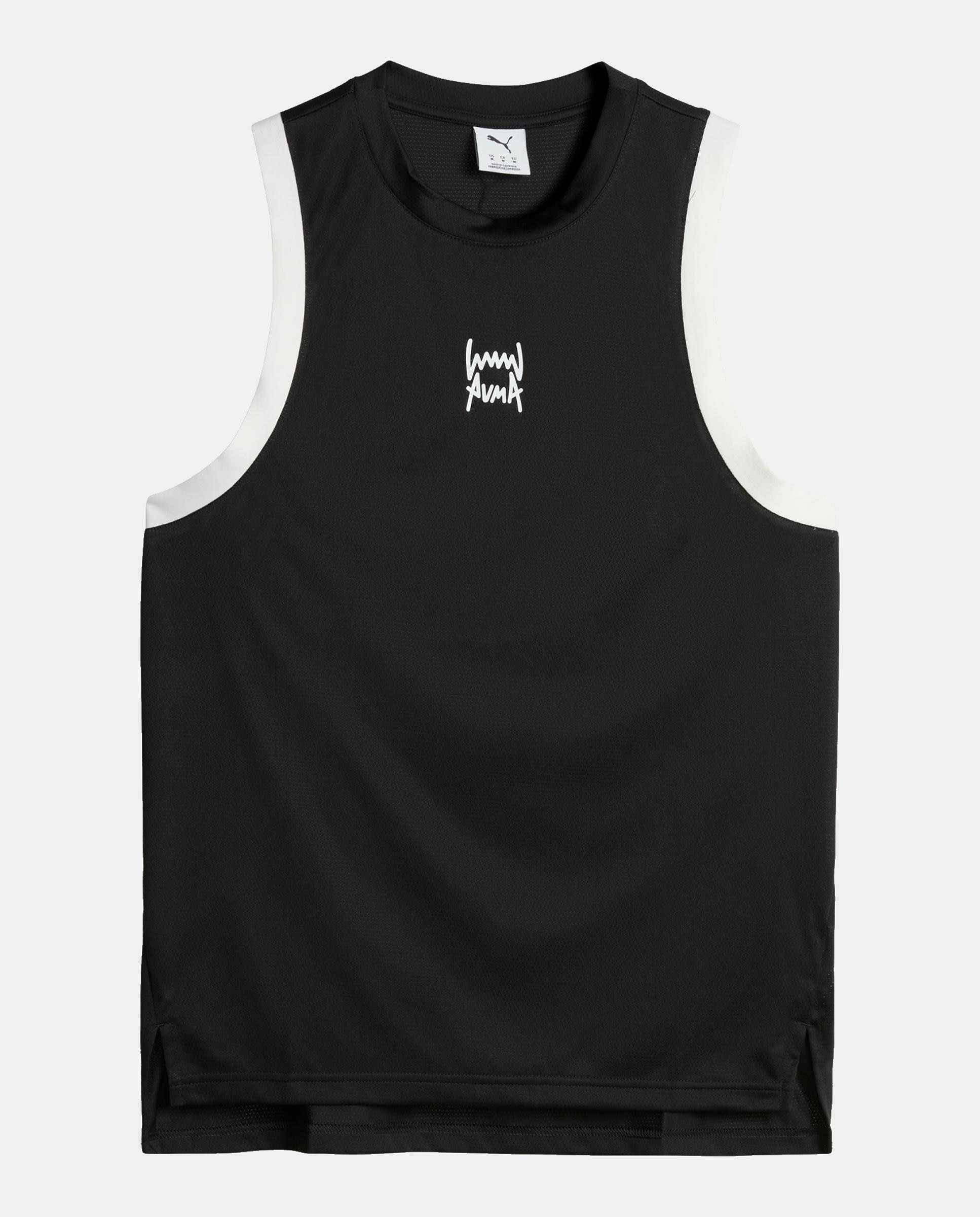T-shirt de Manga Curta de Basquetebol de Homem Fundamentals Mesh Tank M Preto-4