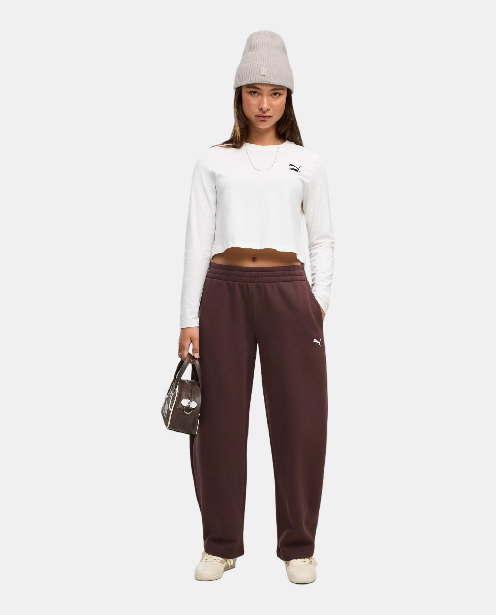 Calças Casual de Mulher Ess Relaxed Barrel Leg Pants F Puma Castanho-2
