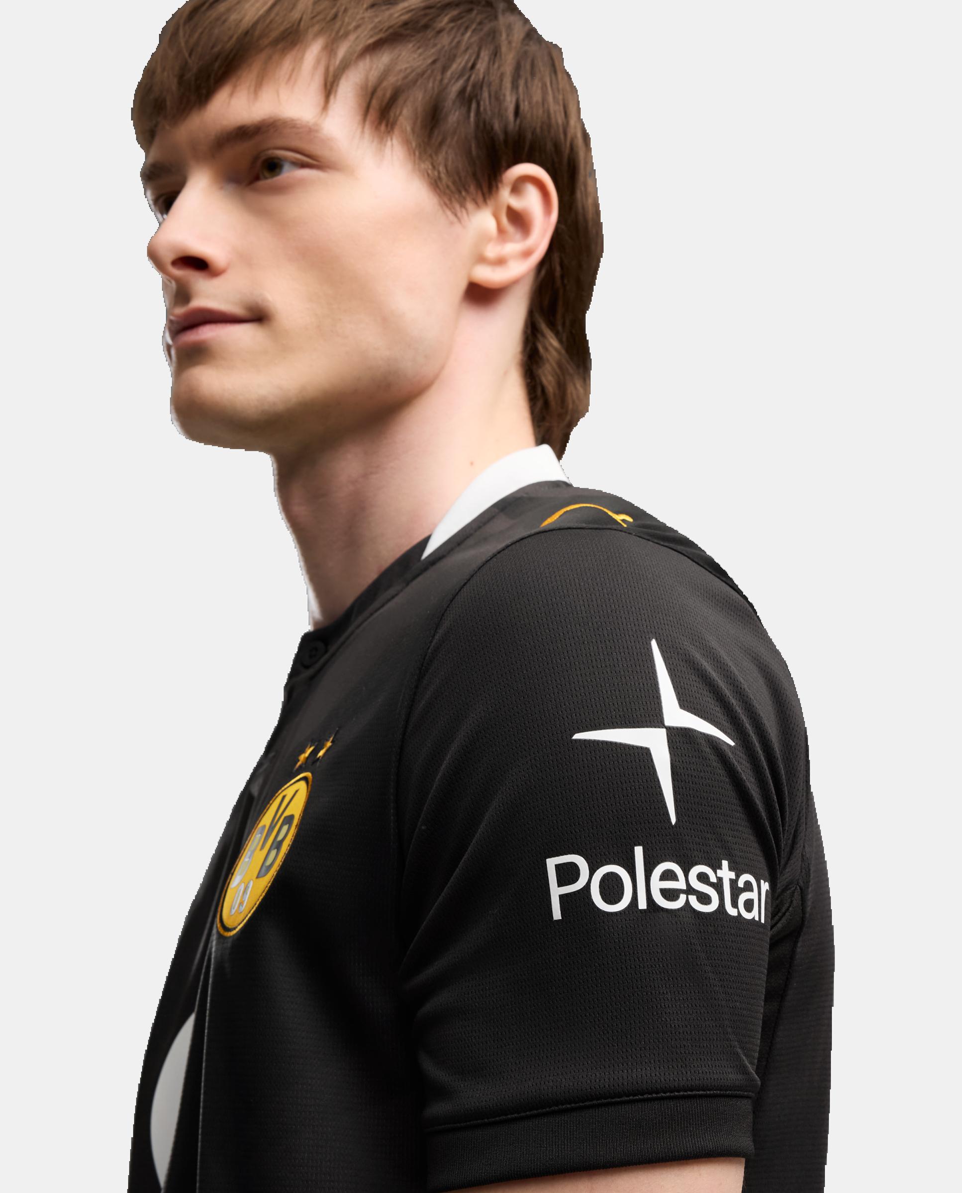 T-shirt Réplica Outros Clubes de Futebol de Homem BVB Away Jersey Replica Preto-3