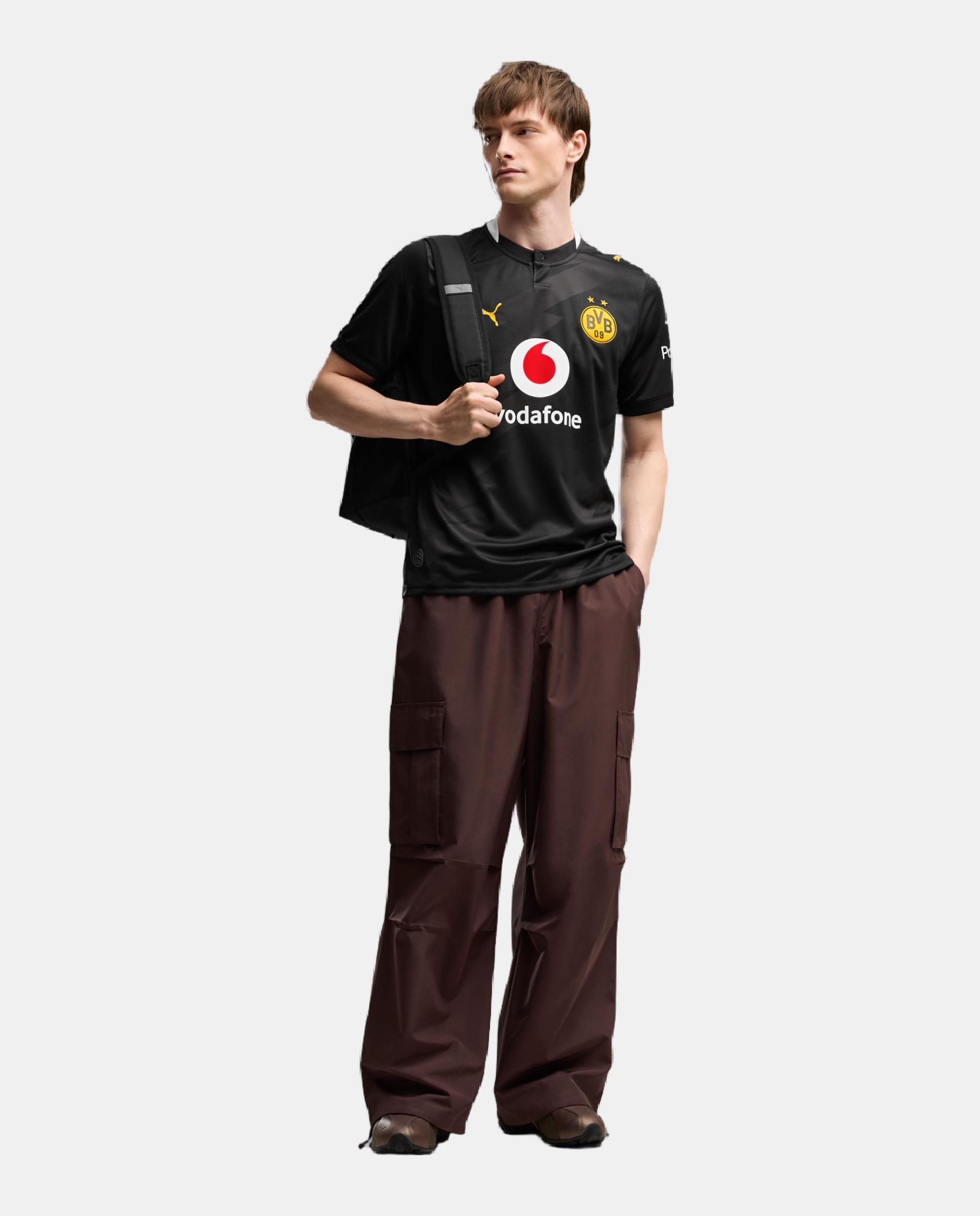 T-shirt Réplica Outros Clubes de Futebol de Homem BVB Away Jersey Replica Preto-4