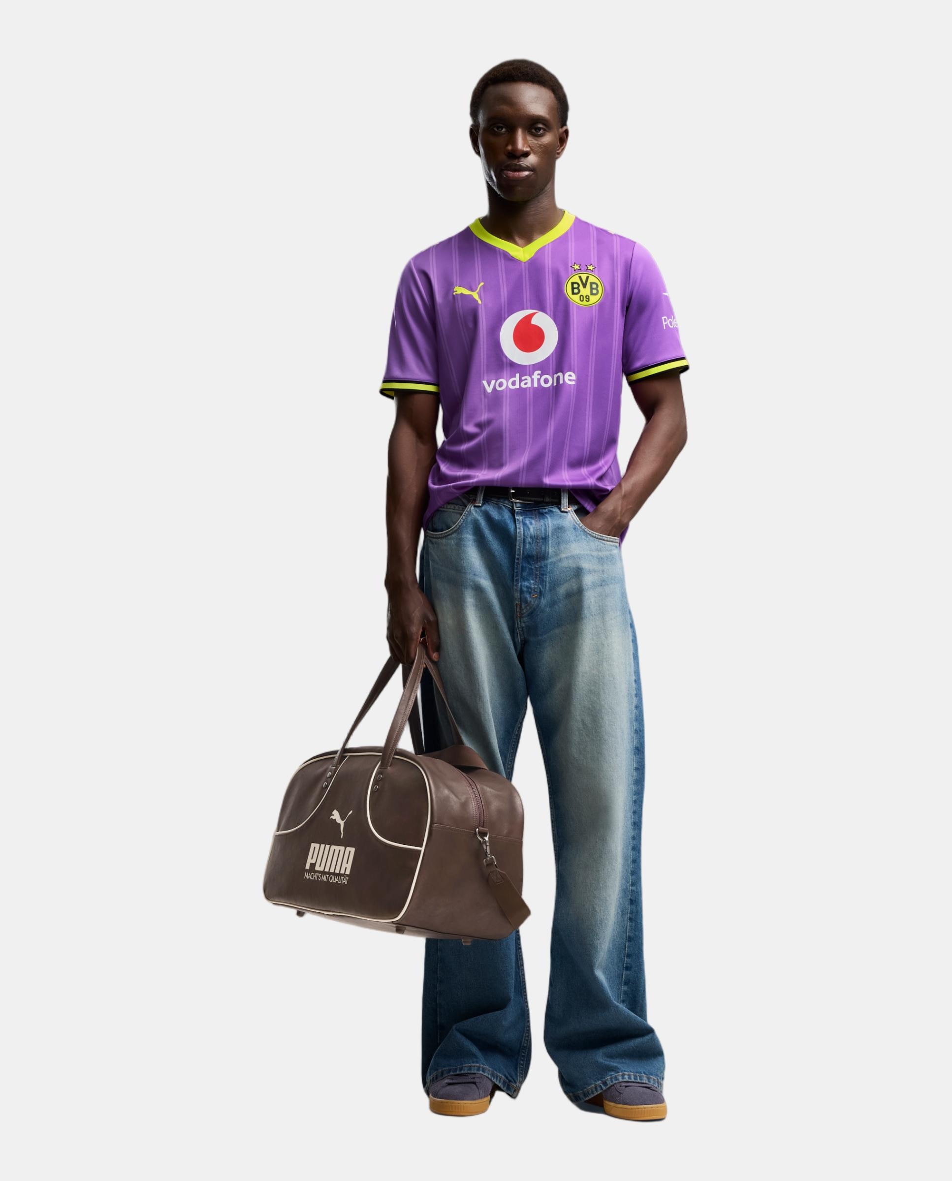 T-shirt Réplicas Outros Clubes de Futebol de Homem BVB Third Jersey Replica Roxo-4