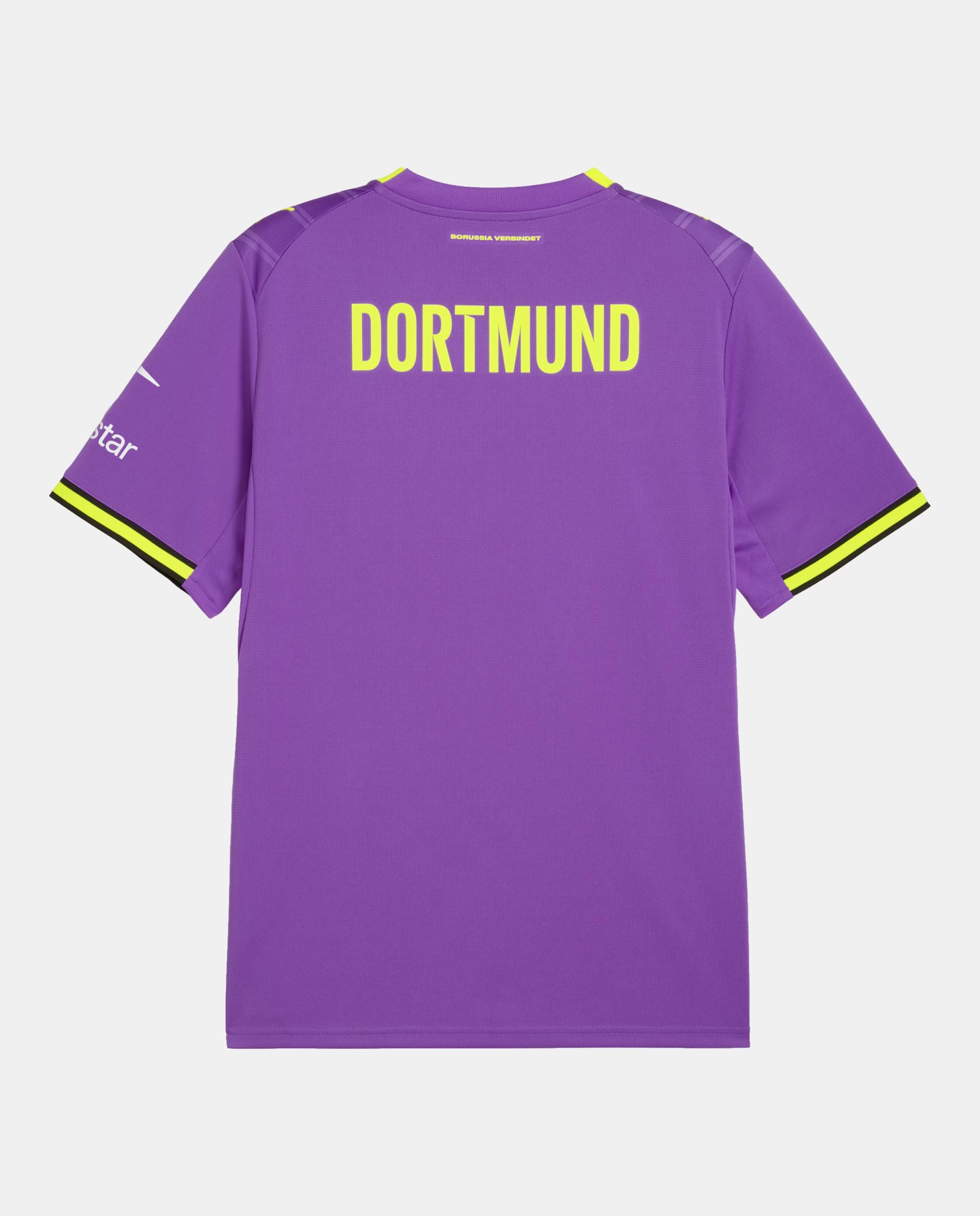 T-shirt Réplicas Outros Clubes de Futebol de Homem BVB Third Jersey Replica Roxo-6