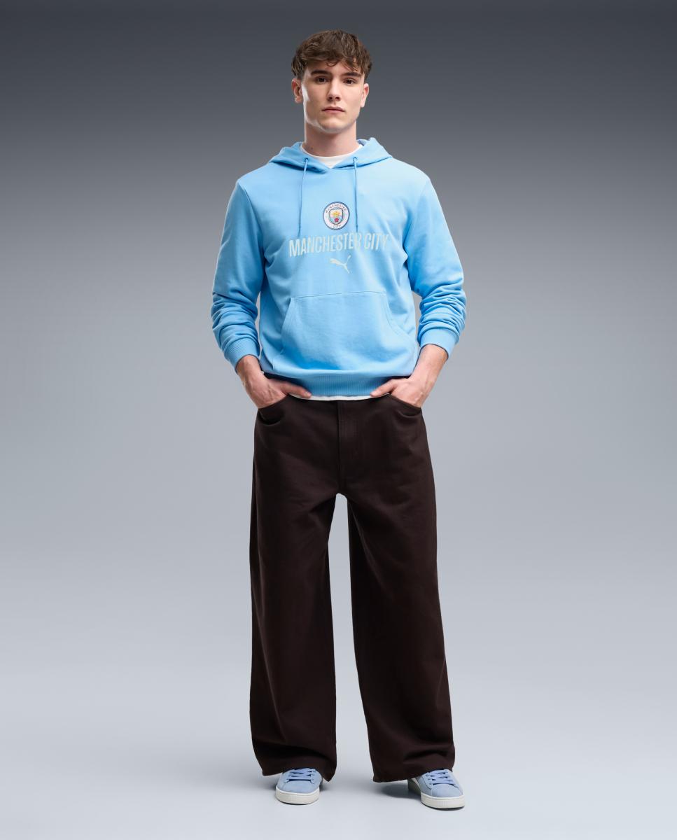 Sweatshirt de Futebol de Adulto Manchester City FtblCulture Hoodie Azul-3