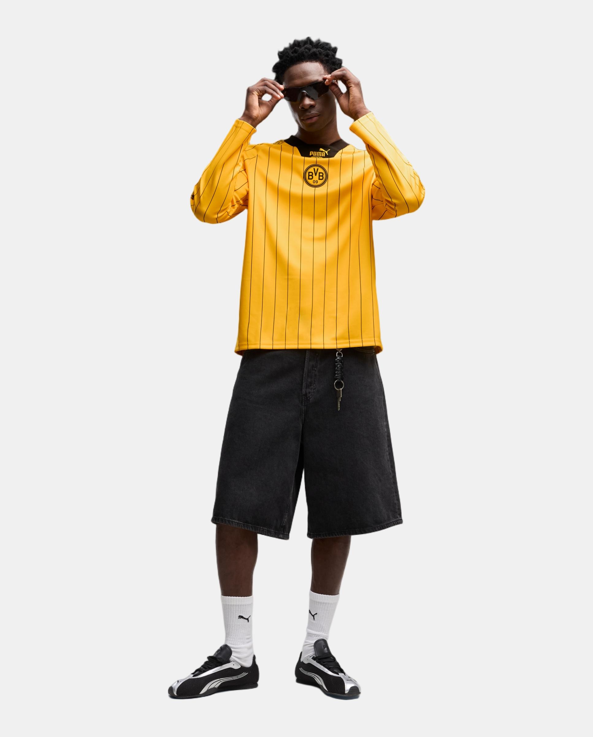 Camisola de Manga Comprida de Futebol de Homem BVB KING Jersey LS Amarelo-3
