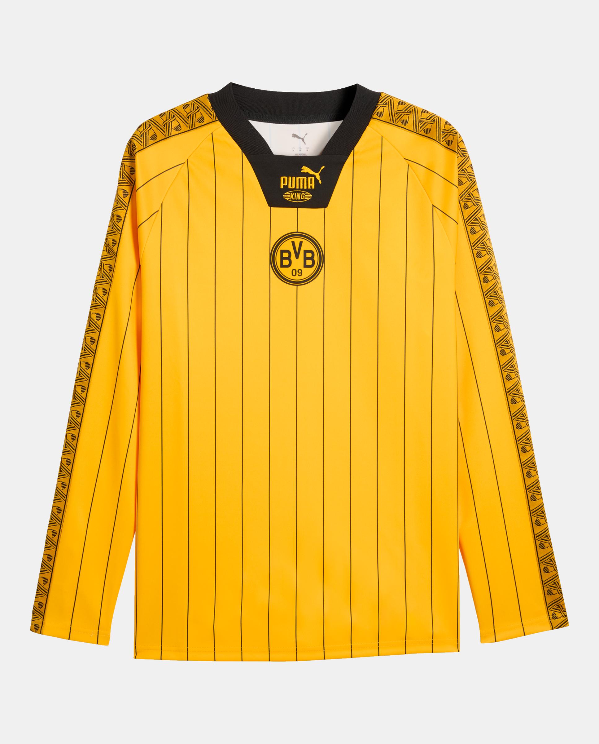 Camisola de Manga Comprida de Futebol de Homem BVB KING Jersey LS Amarelo-4