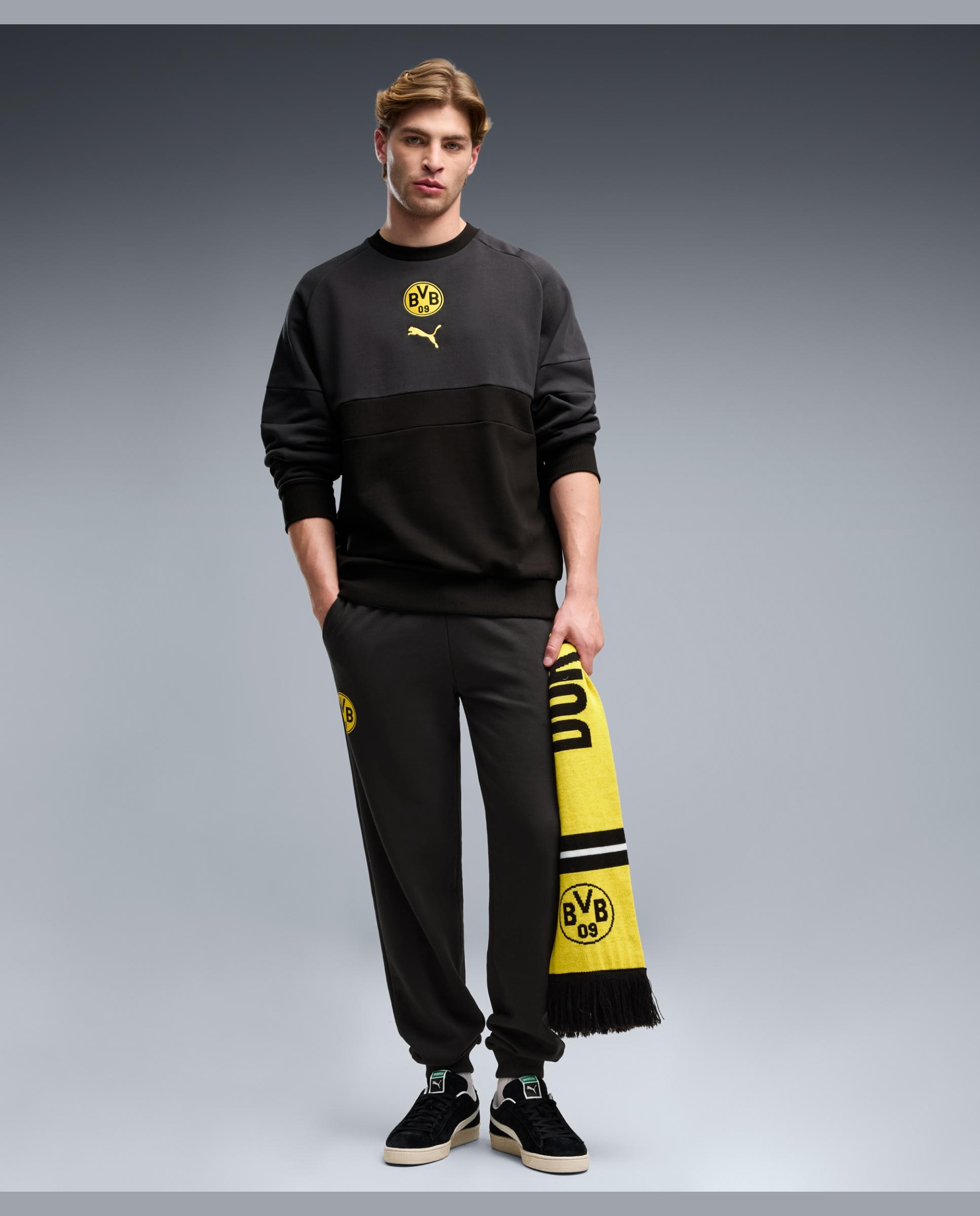 Calças de Futebol de Homem BVB FtblCulture Sweat Pants Preto-5