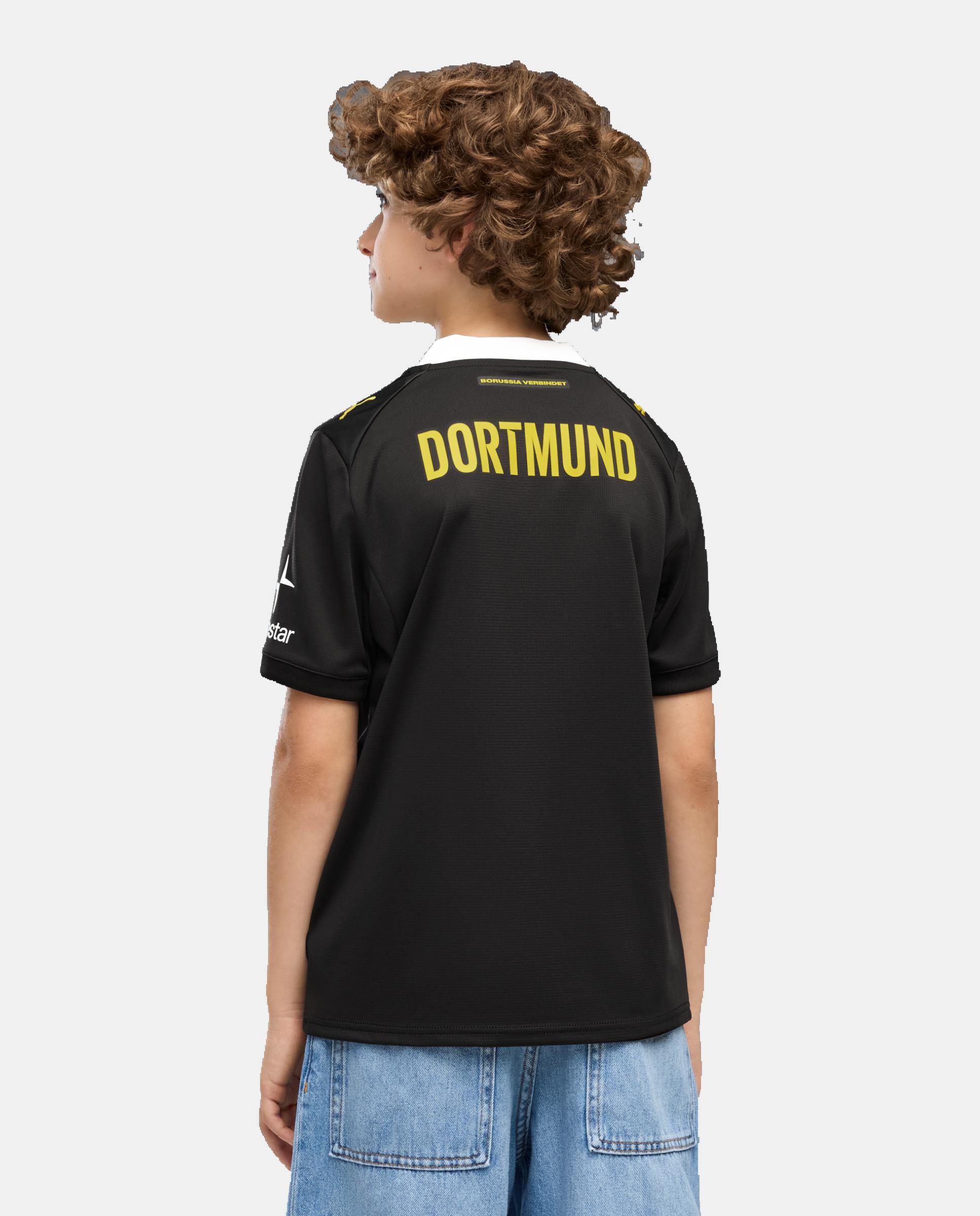 T-shirt Réplicas Outros Clubes de Futebol Infantil BVB Away Jersey Replica Jr Preto-2