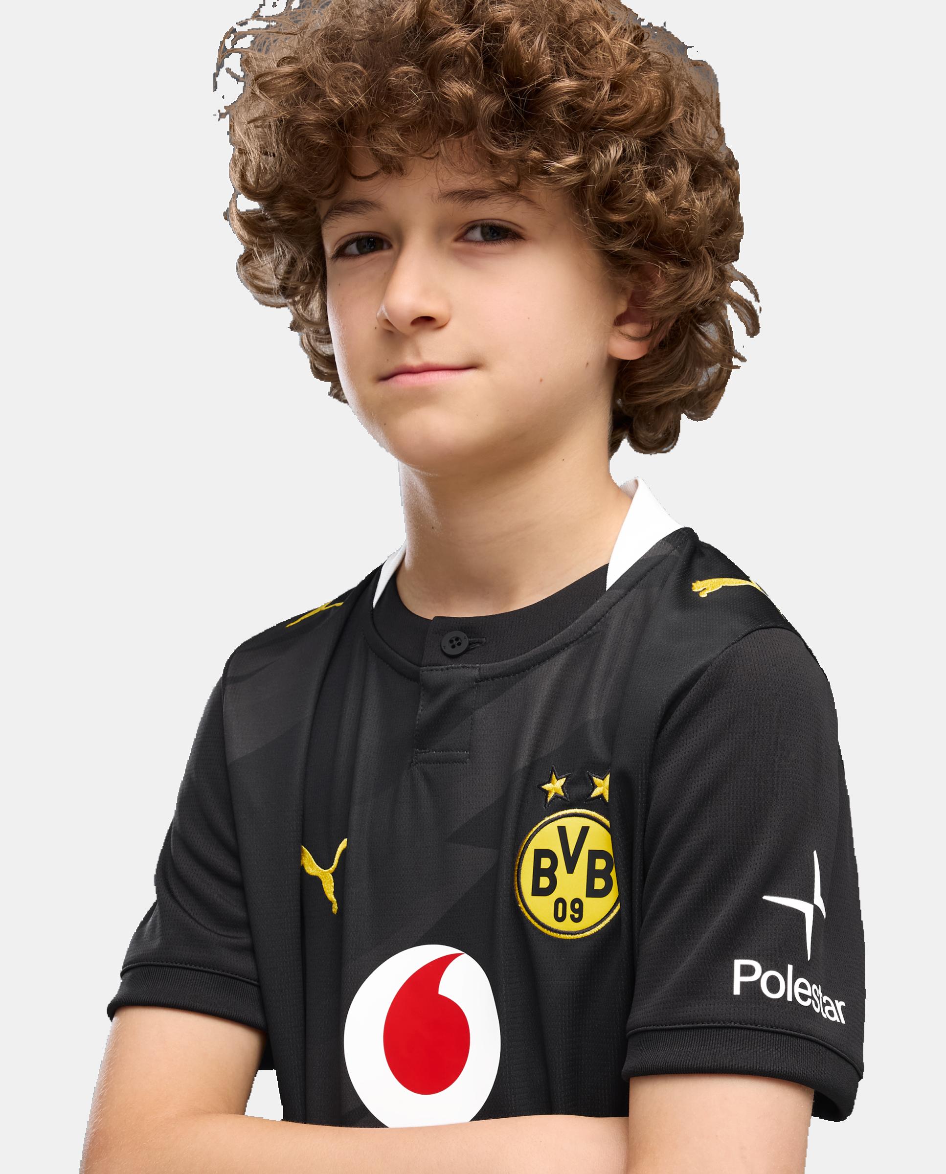 T-shirt Réplicas Outros Clubes de Futebol Infantil BVB Away Jersey Replica Jr Preto-3