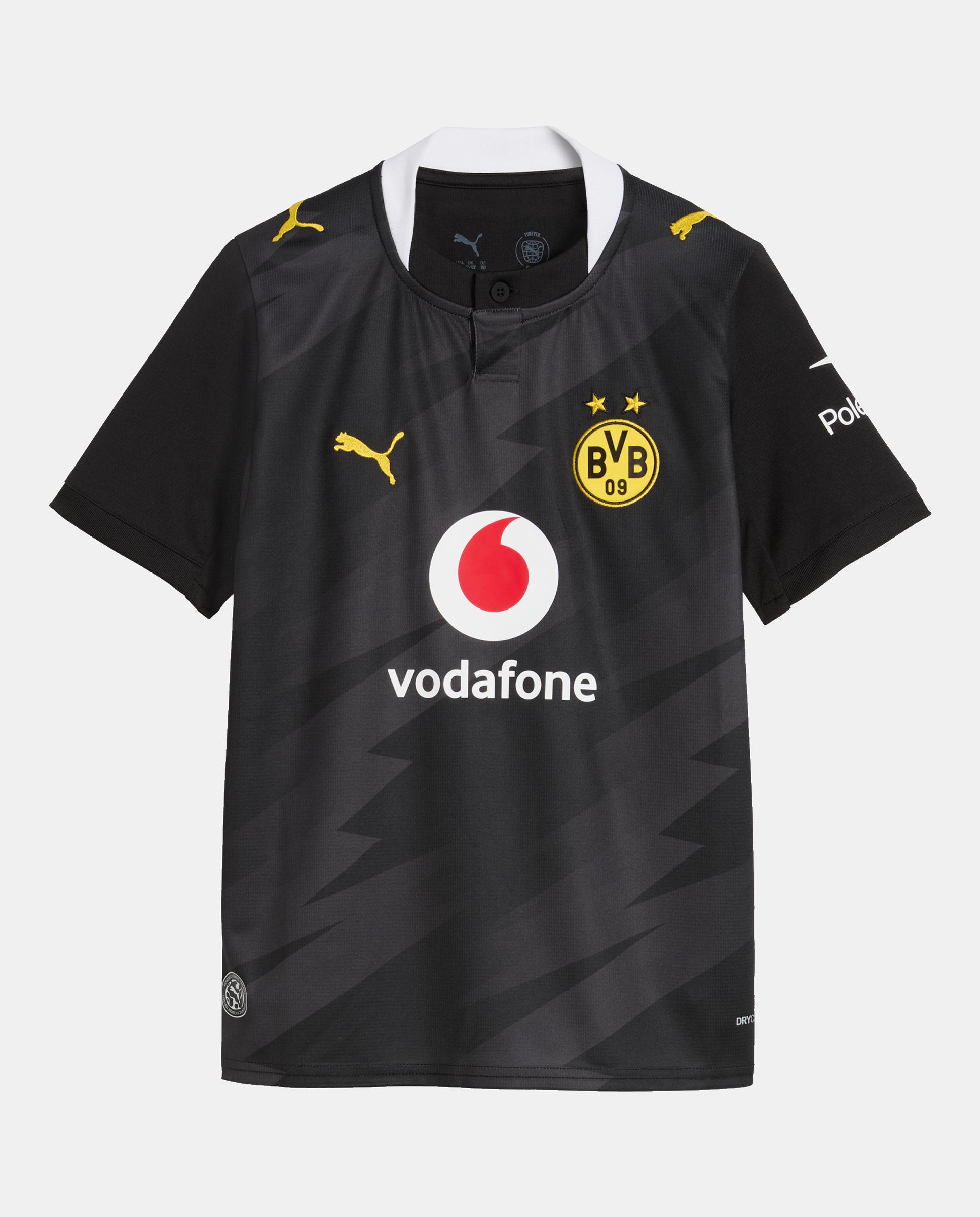 T-shirt Réplicas Outros Clubes de Futebol Infantil BVB Away Jersey Replica Jr Preto-5