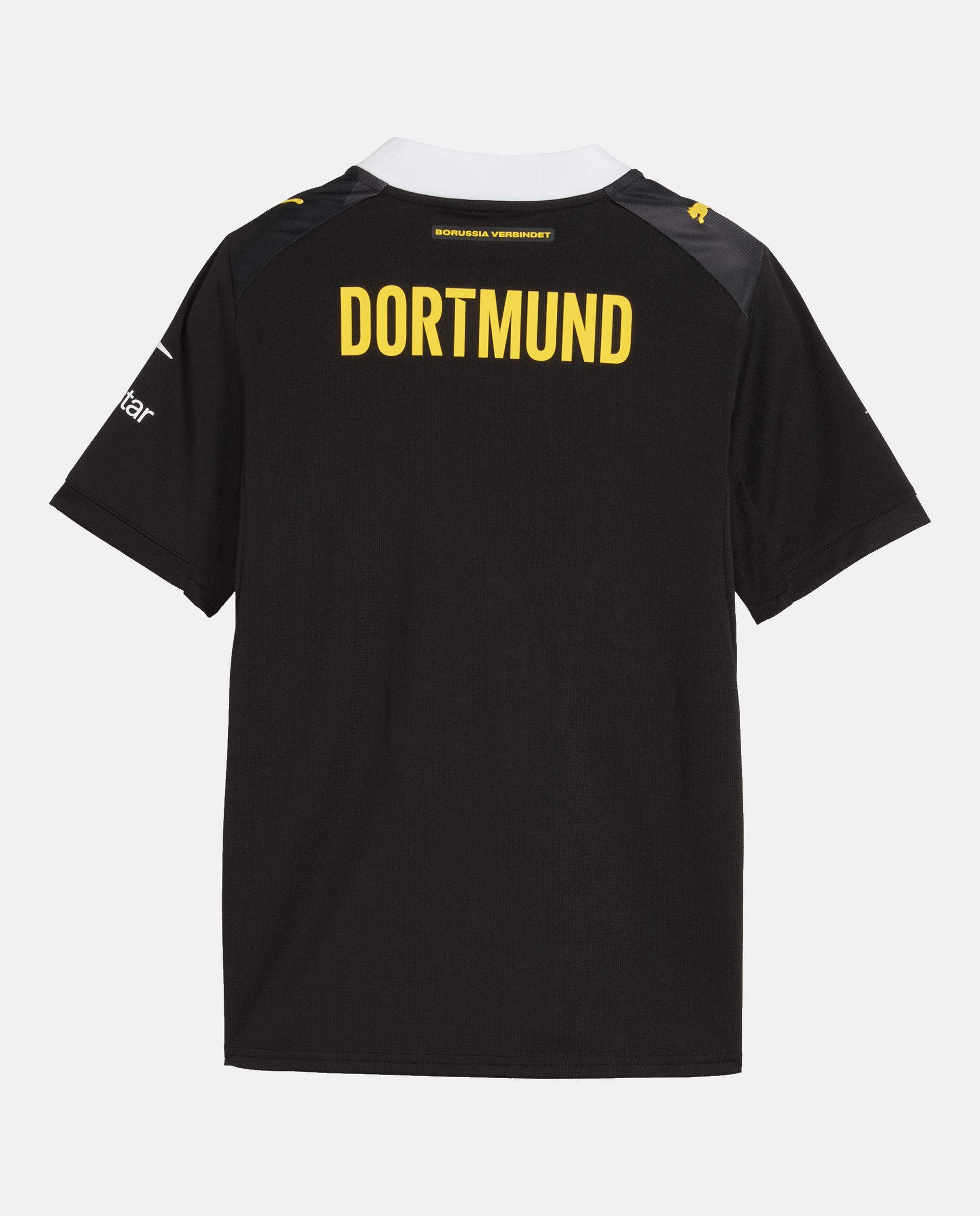 T-shirt Réplicas Outros Clubes de Futebol Infantil BVB Away Jersey Replica Jr Preto-6