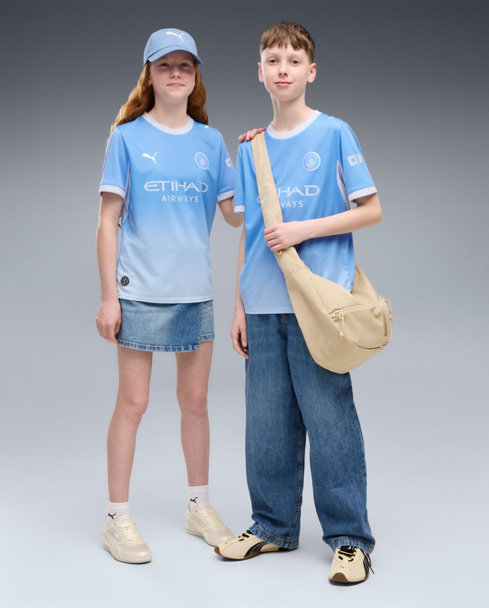 T-shirt de Futebol de Criança 1.º Equipamento Manchester City 2026-2027 Replica Azul-2