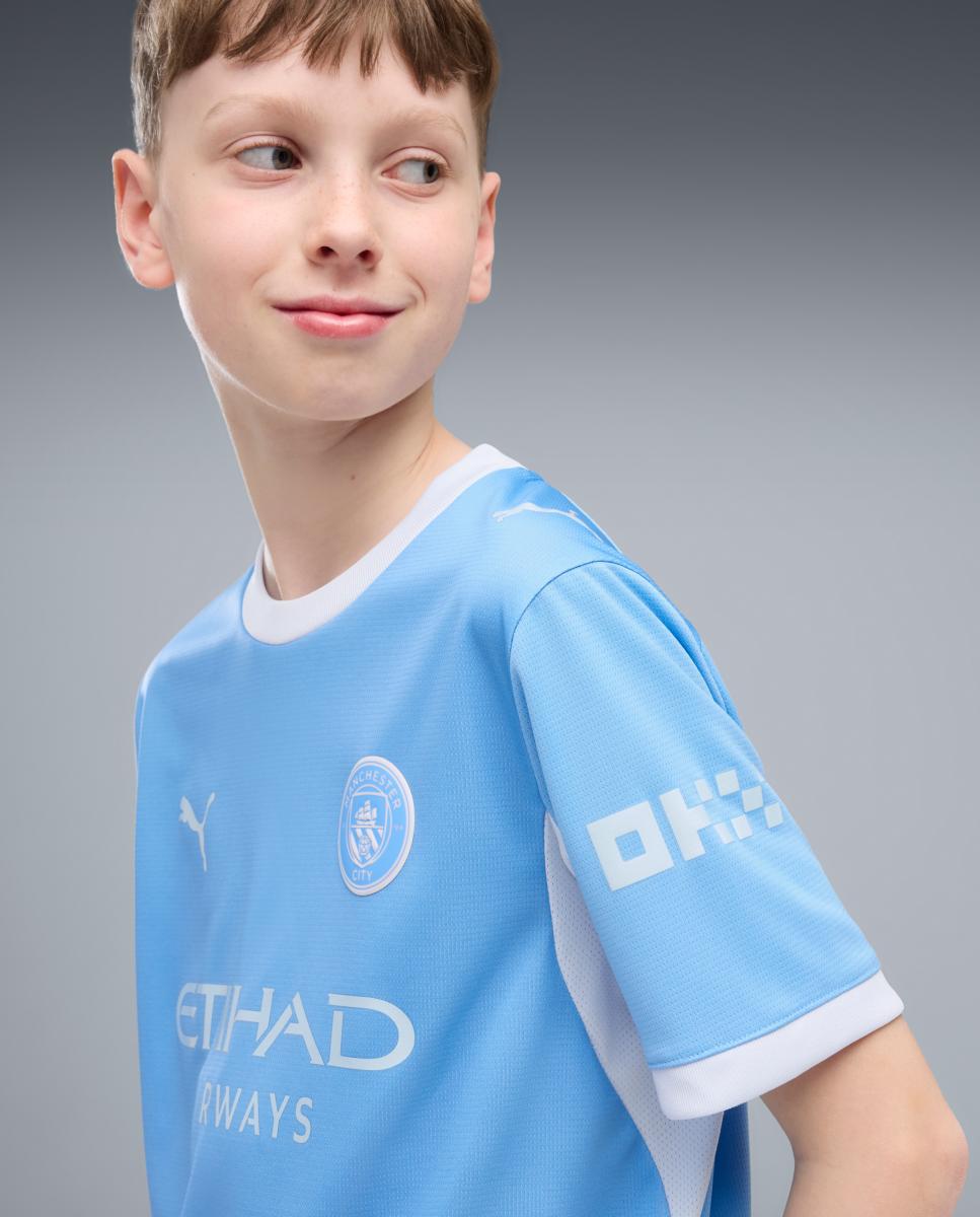 T-shirt de Futebol de Criança 1.º Equipamento Manchester City 2026-2027 Replica Azul-3
