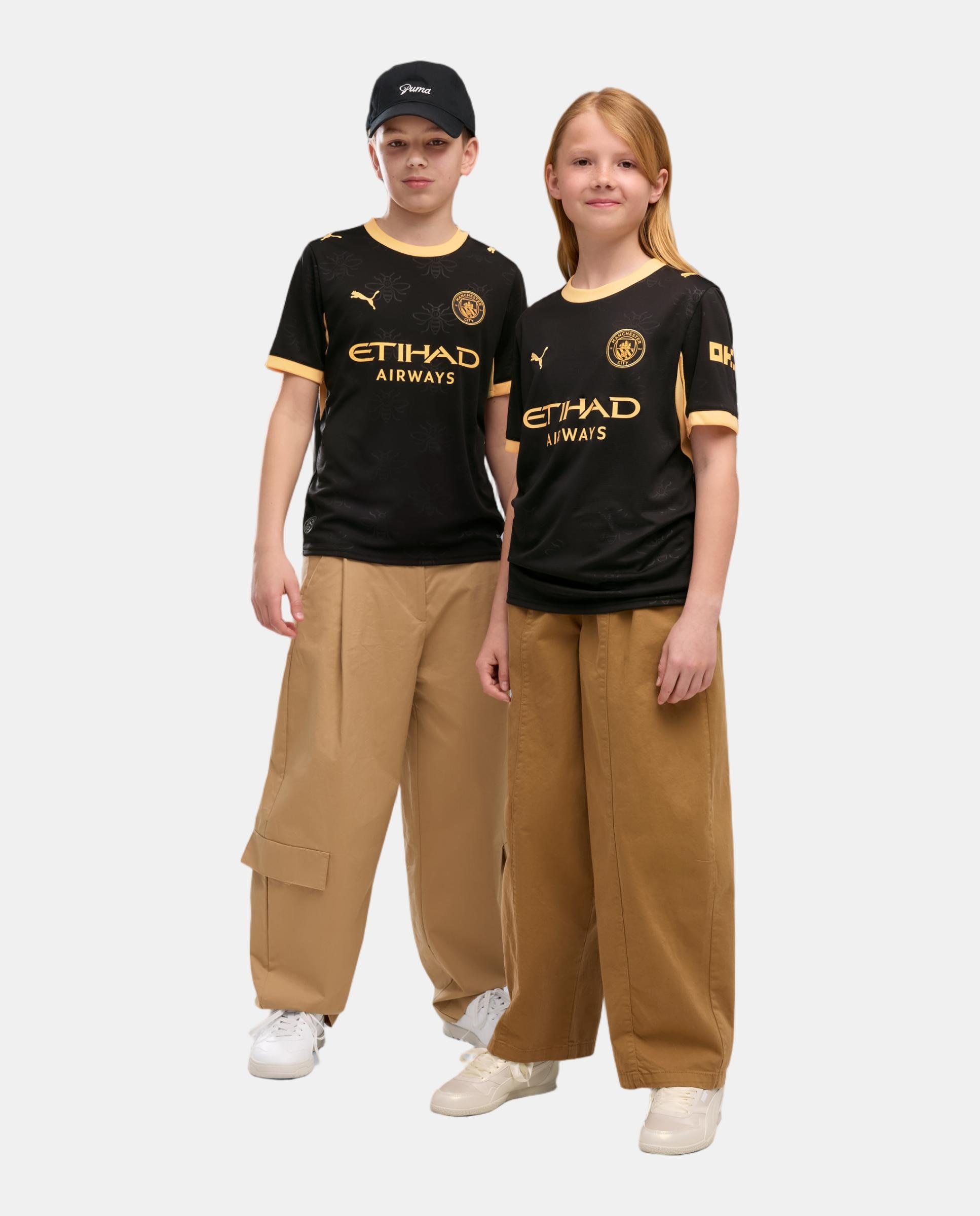 T-shirt Réplicas Outros Clubes de Futebol Infantil MCFC Away Jersey Replica Jr Preto-2