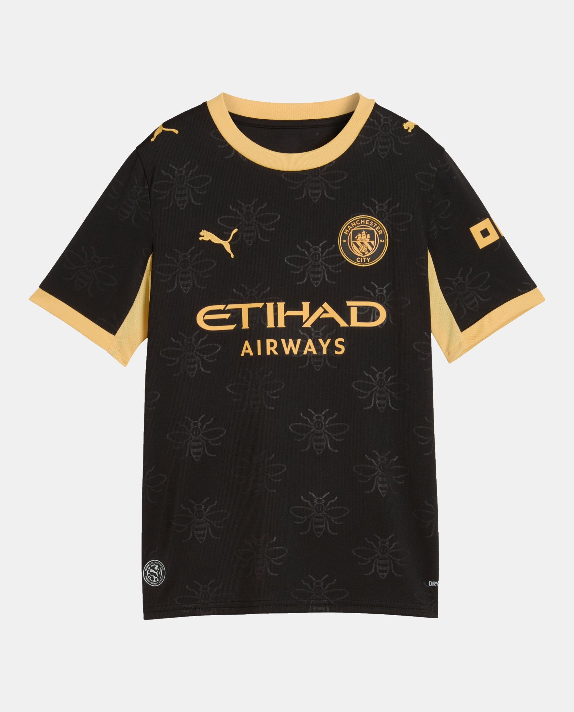 T-shirt Réplicas Outros Clubes de Futebol Infantil MCFC Away Jersey Replica Jr Preto-6