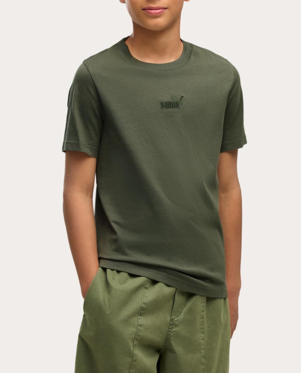 T-Shirt Casual de Criança Ess Small No.1 Logo Centered Puma Verde-3