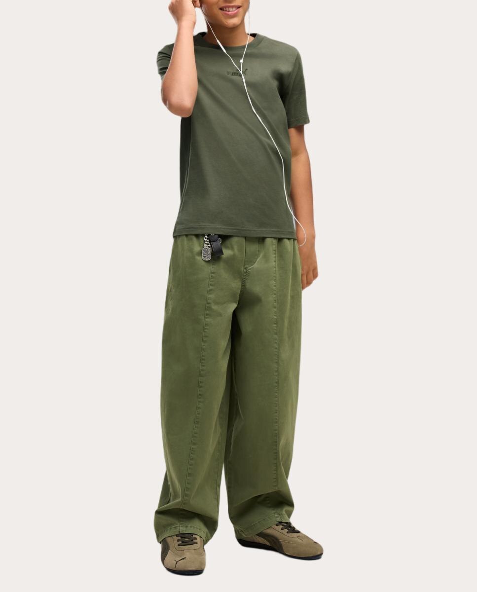T-Shirt Casual de Criança Ess Small No.1 Logo Centered Puma Verde-5