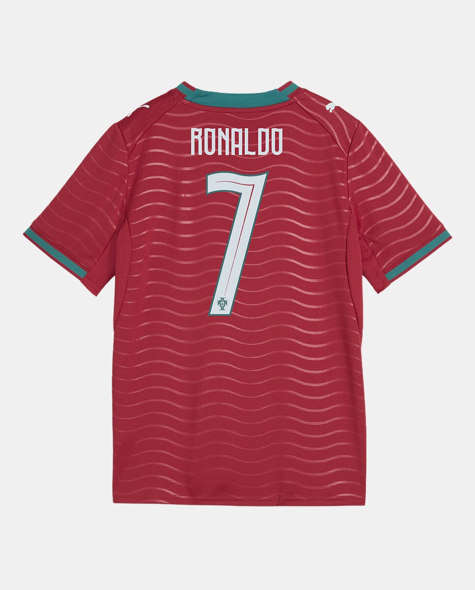 T-shirt de Futebol de Menino Primeiro Equipamento Federação Portuguesa 2026. Réplica Cristiano Ronaldo Vermelho-2