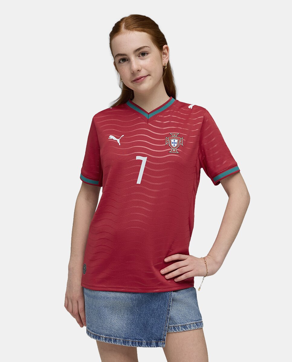 T-shirt de Futebol de Menino Primeiro Equipamento Federação Portuguesa 2026. Réplica Cristiano Ronaldo Vermelho-5