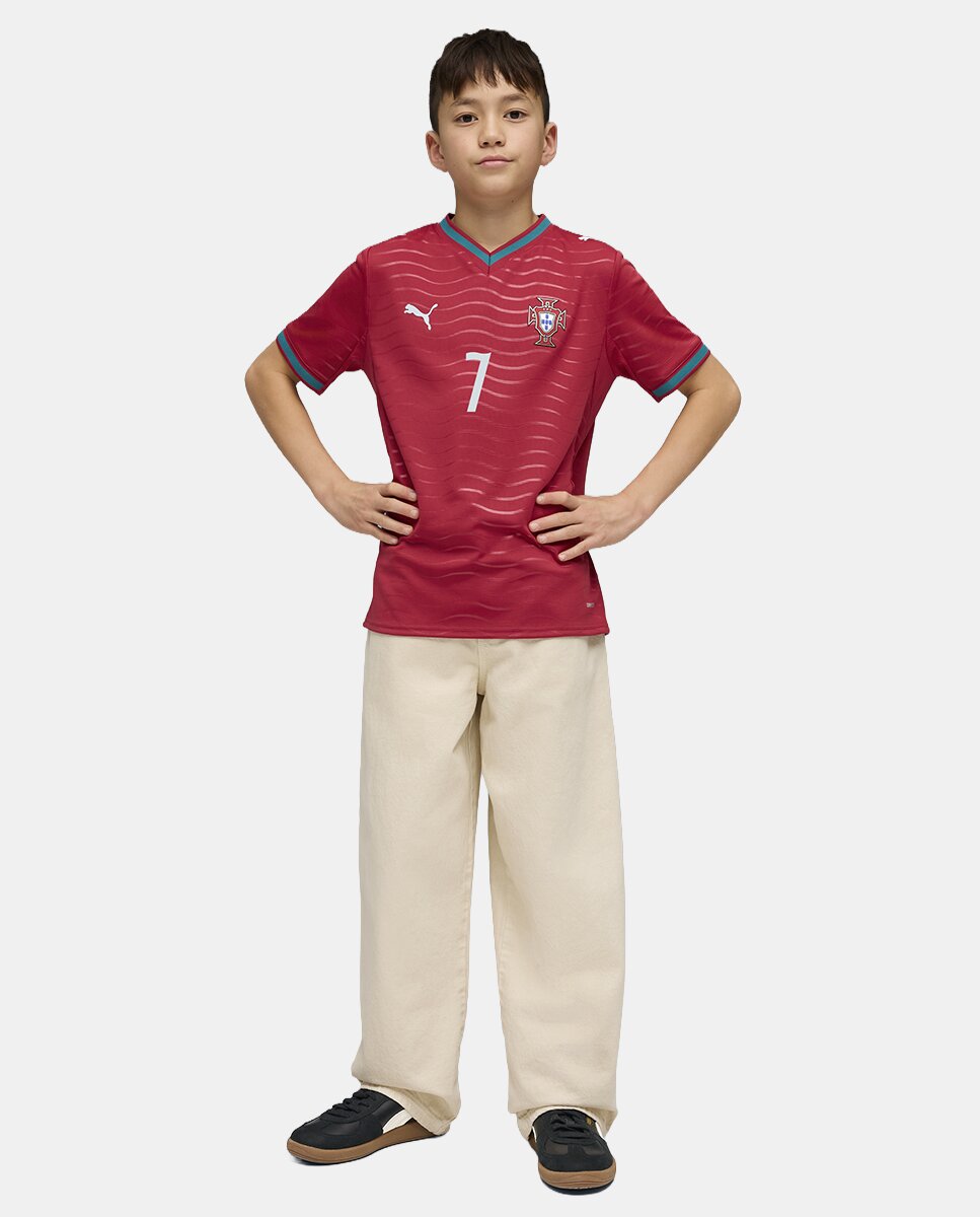 T-shirt de Futebol de Menino Primeiro Equipamento Federação Portuguesa 2026. Réplica Cristiano Ronaldo Vermelho-7