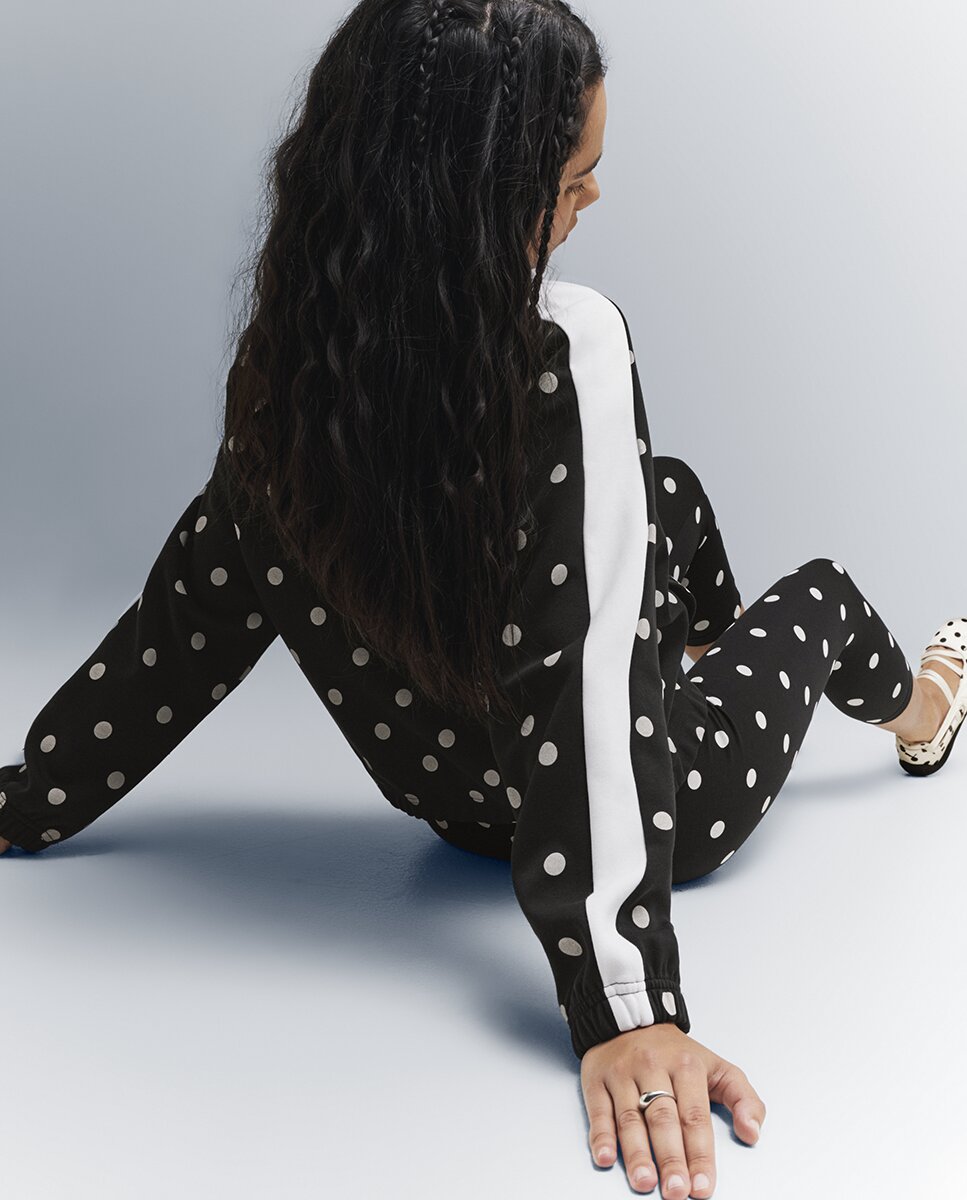Casaco Casual de Mulher T7 Polka Dots Oversized Jacket Preto-5