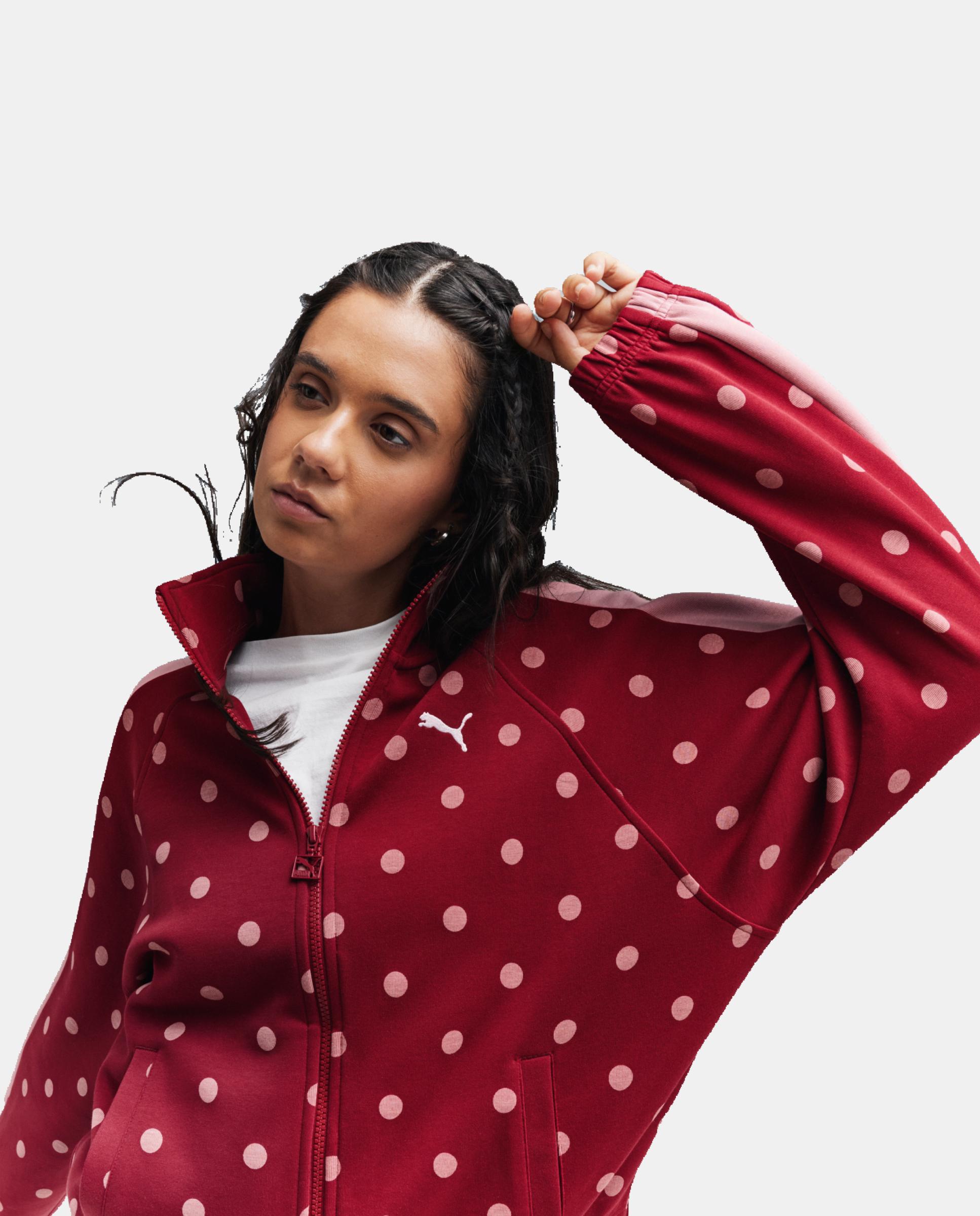 Casaco Casual de Mulher T7 Polka Dots Oversized Jacket Vermelho-6