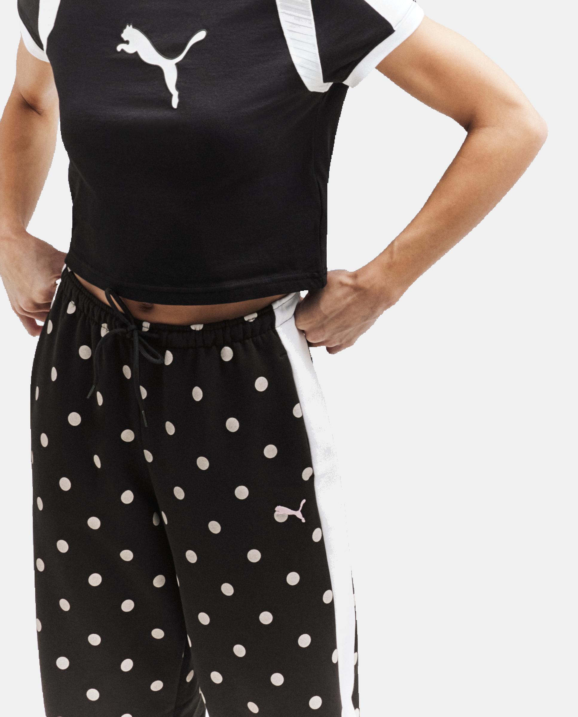 Calças Casual de Mulher T7 Polka Dots op Pants Preto-5