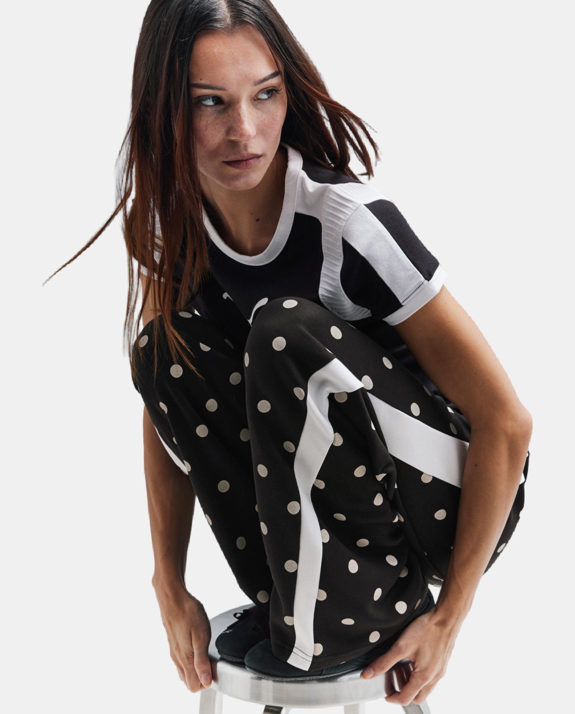 Calças Casual de Mulher T7 Polka Dots op Pants Preto-6