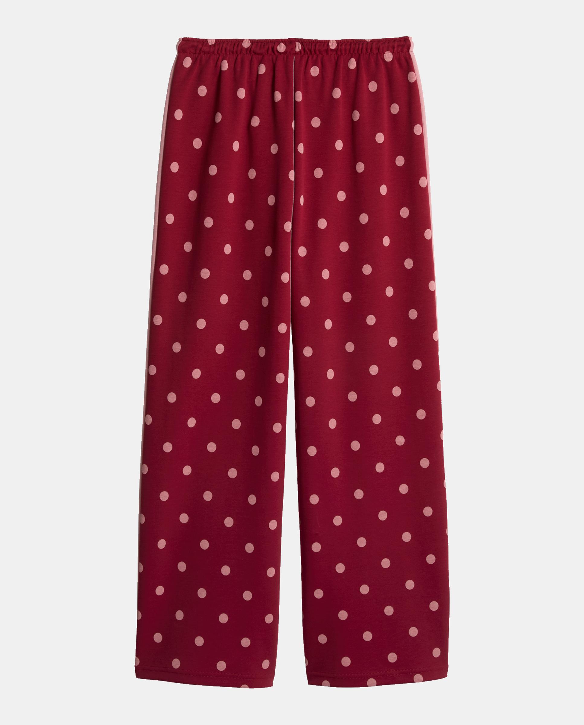 Calças Casual de Mulher T7 Polka Dots op Pants Vermelho-4