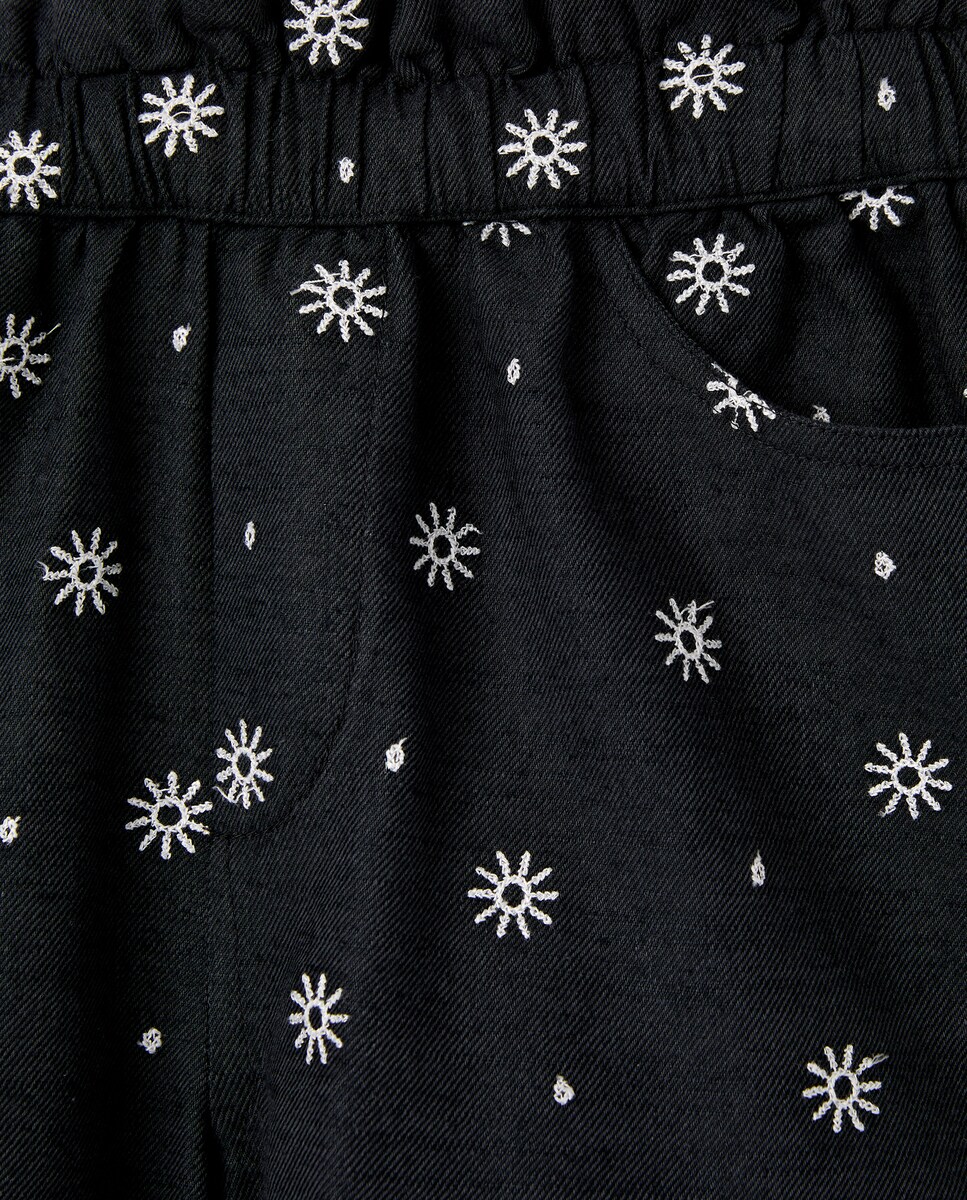 Calções Paperbag com Rebordo Decorativo na Bainha Cinzento-6