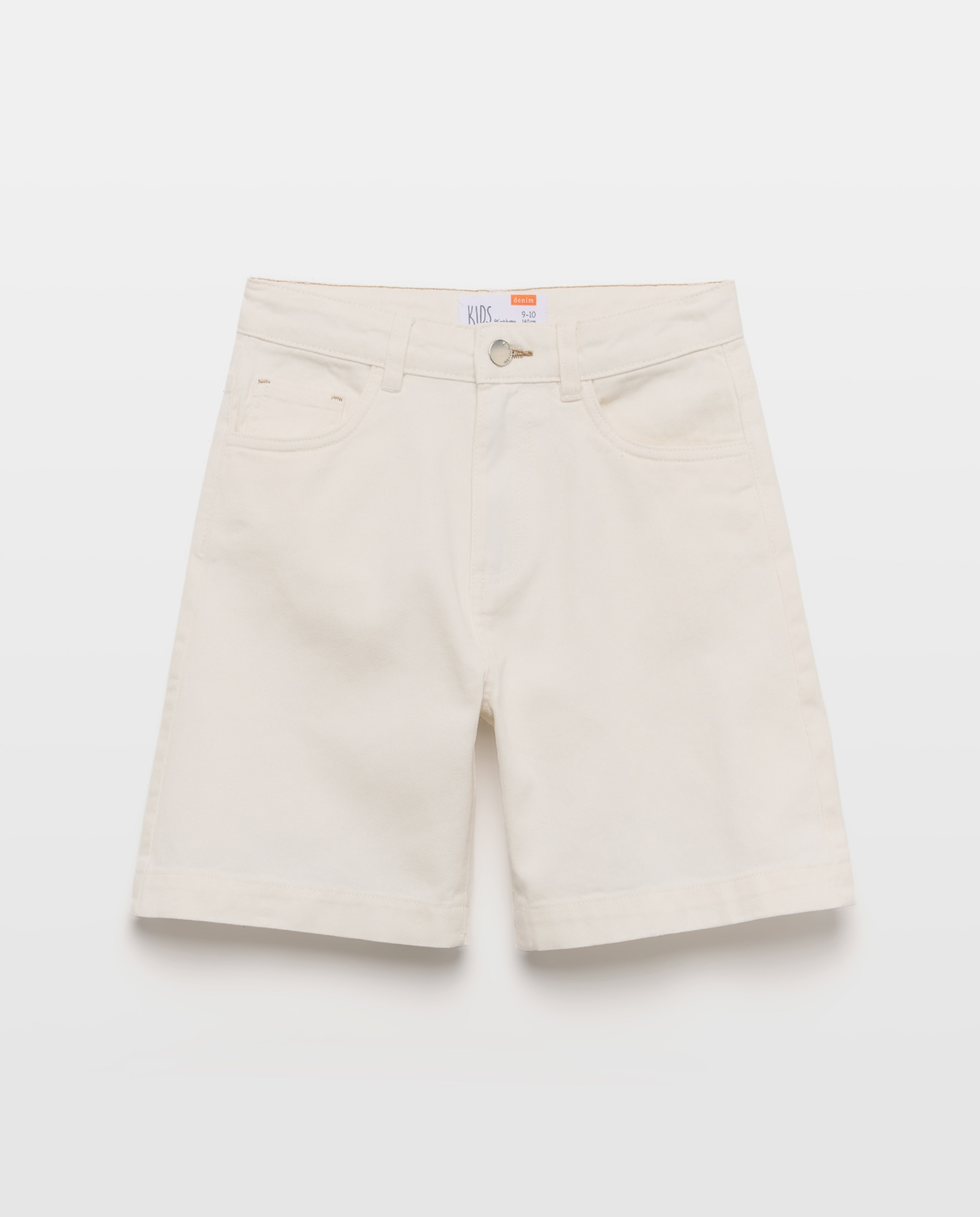 Bermudas Compridas de Ganga Branco-marfim-6