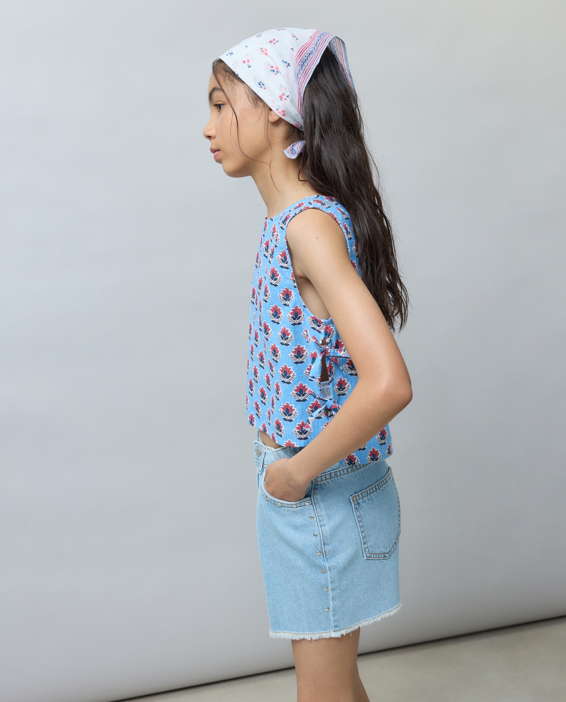 Calções de Ganga com Tachas Laterais Kids El Corte Inglés Cinzento-claro-2
