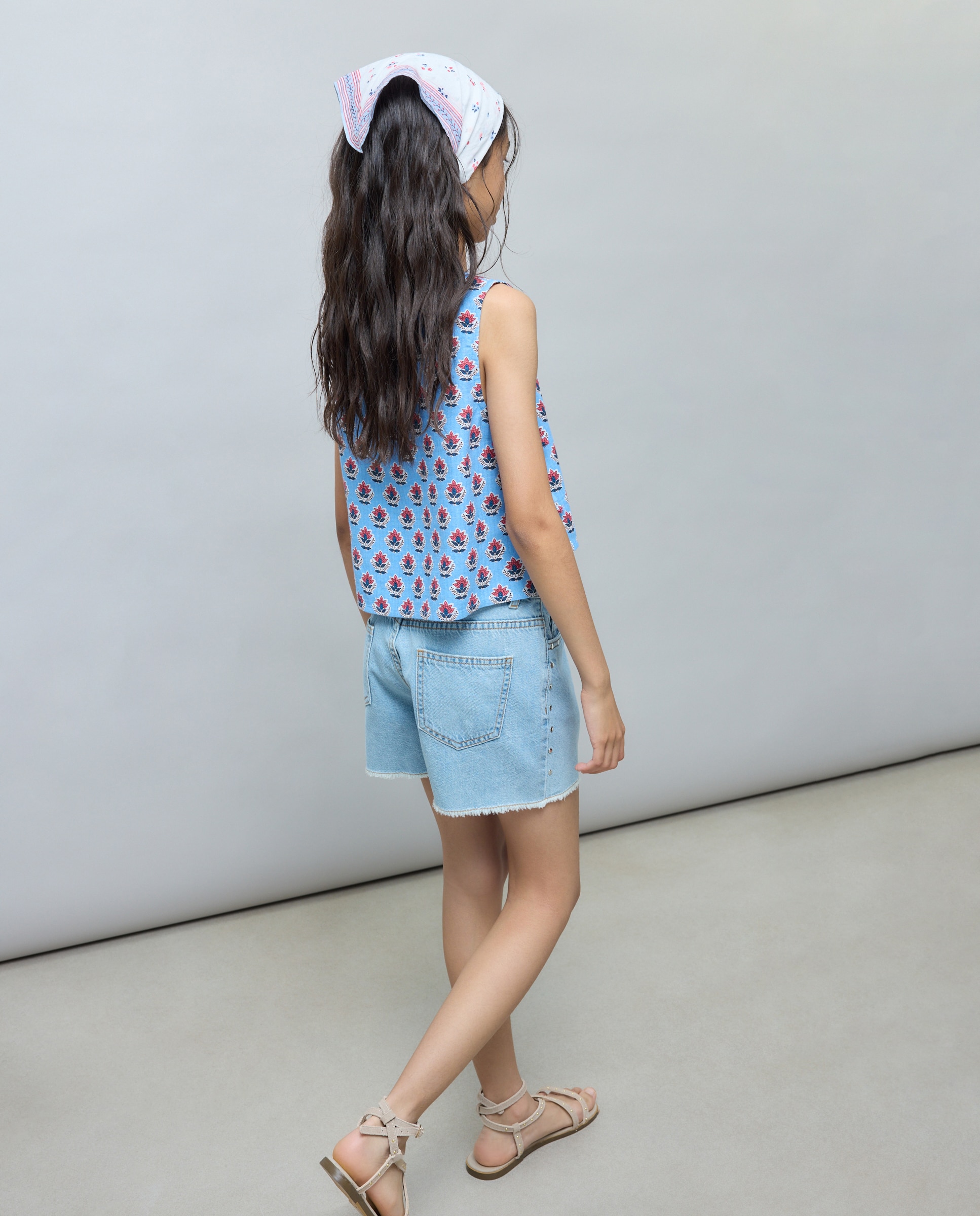 Calções de Ganga com Tachas Laterais Kids El Corte Inglés Cinzento-claro-3
