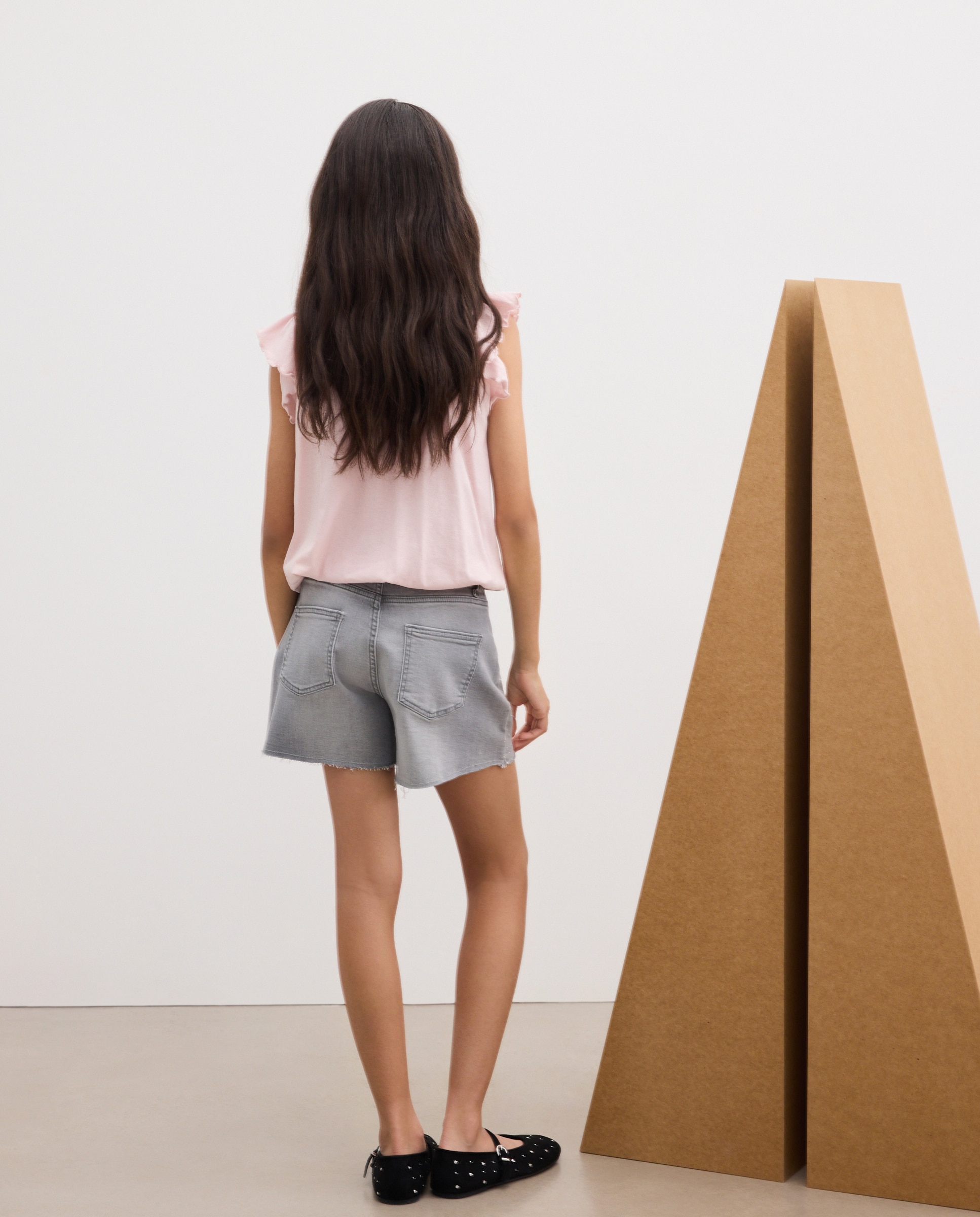 Short denim all over strass de niña - Kids El Corte Inglés - Gris claro denim Gris claro denim-3