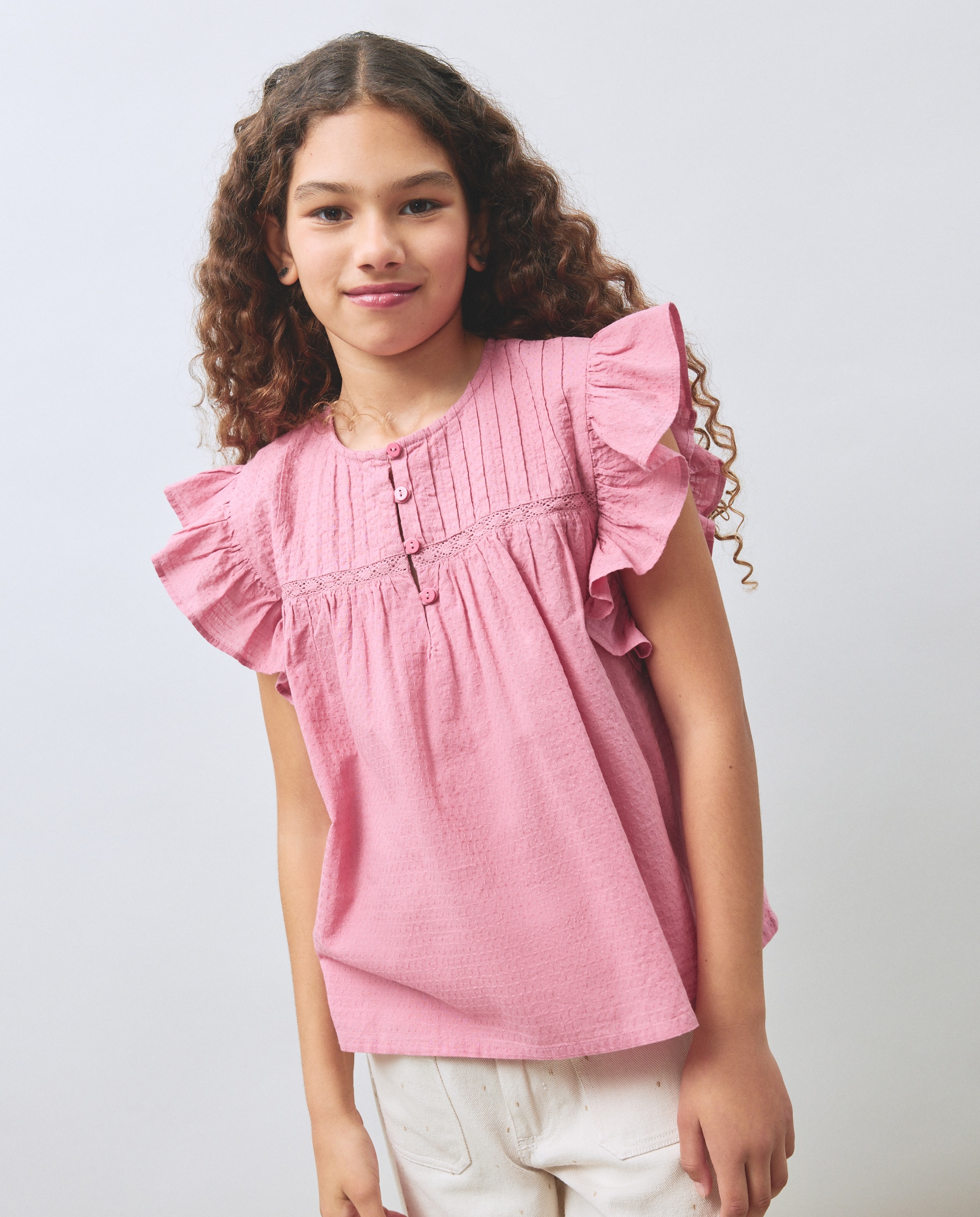 Blusa Básica com Corte no Peito Kids El Corte Inglés Ameixa-4