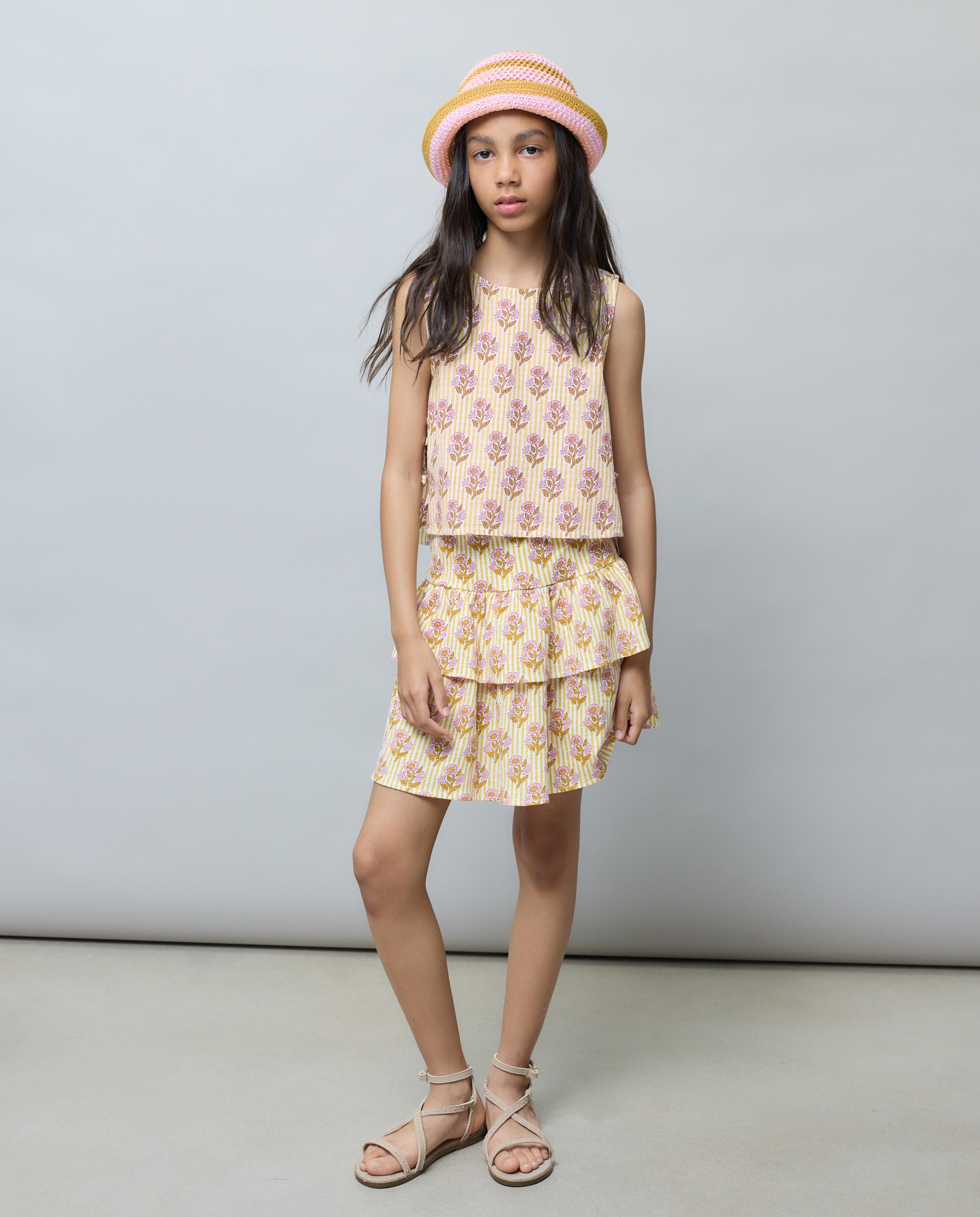 Top de niña con rayas y lazos laterales - Kids El Corte Inglés - Amarillo Amarillo-2