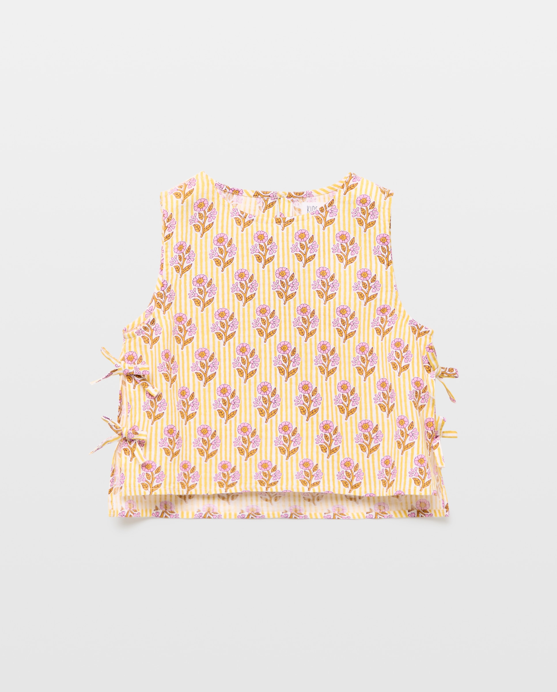 Top de niña con rayas y lazos laterales - Kids El Corte Inglés - Amarillo Amarillo-4