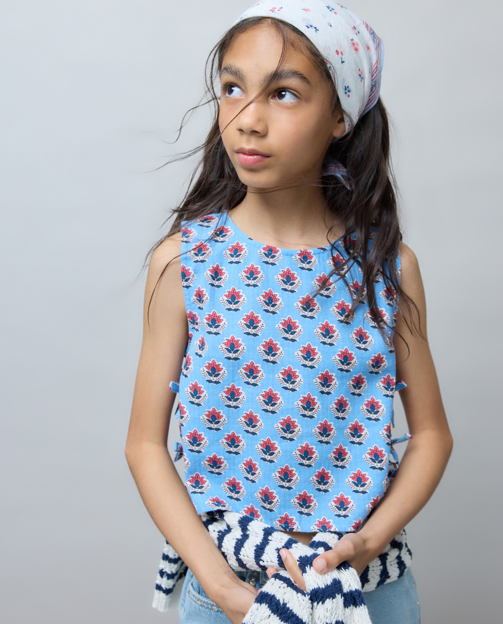 Top às Riscas com Laços Laterais Kids El Corte Inglés Azul-1