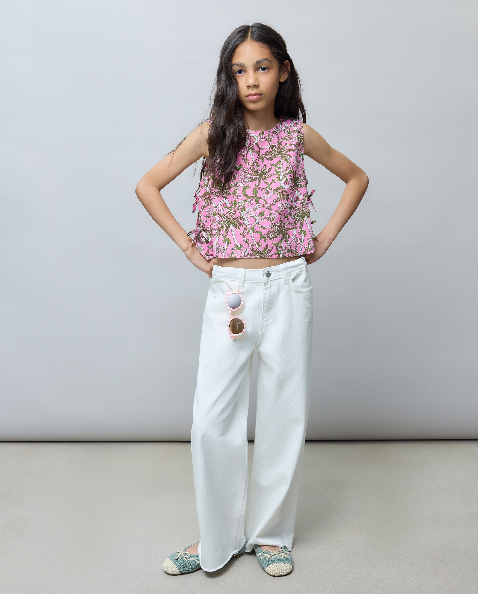 Top de niña con rayas y lazos laterales - Kids El Corte Inglés - Rosa Rosa-2