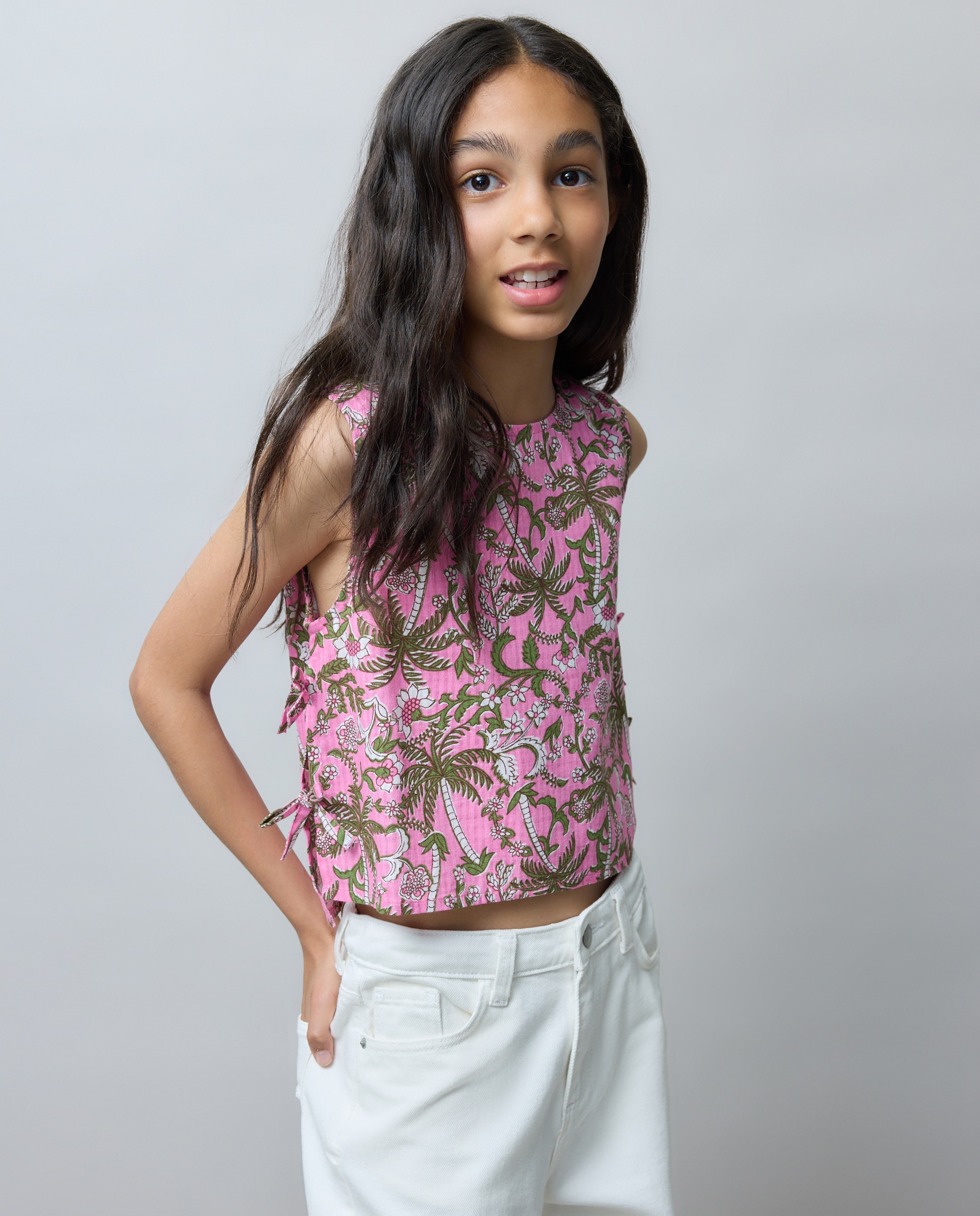 Top de niña con rayas y lazos laterales - Kids El Corte Inglés - Rosa Rosa-4