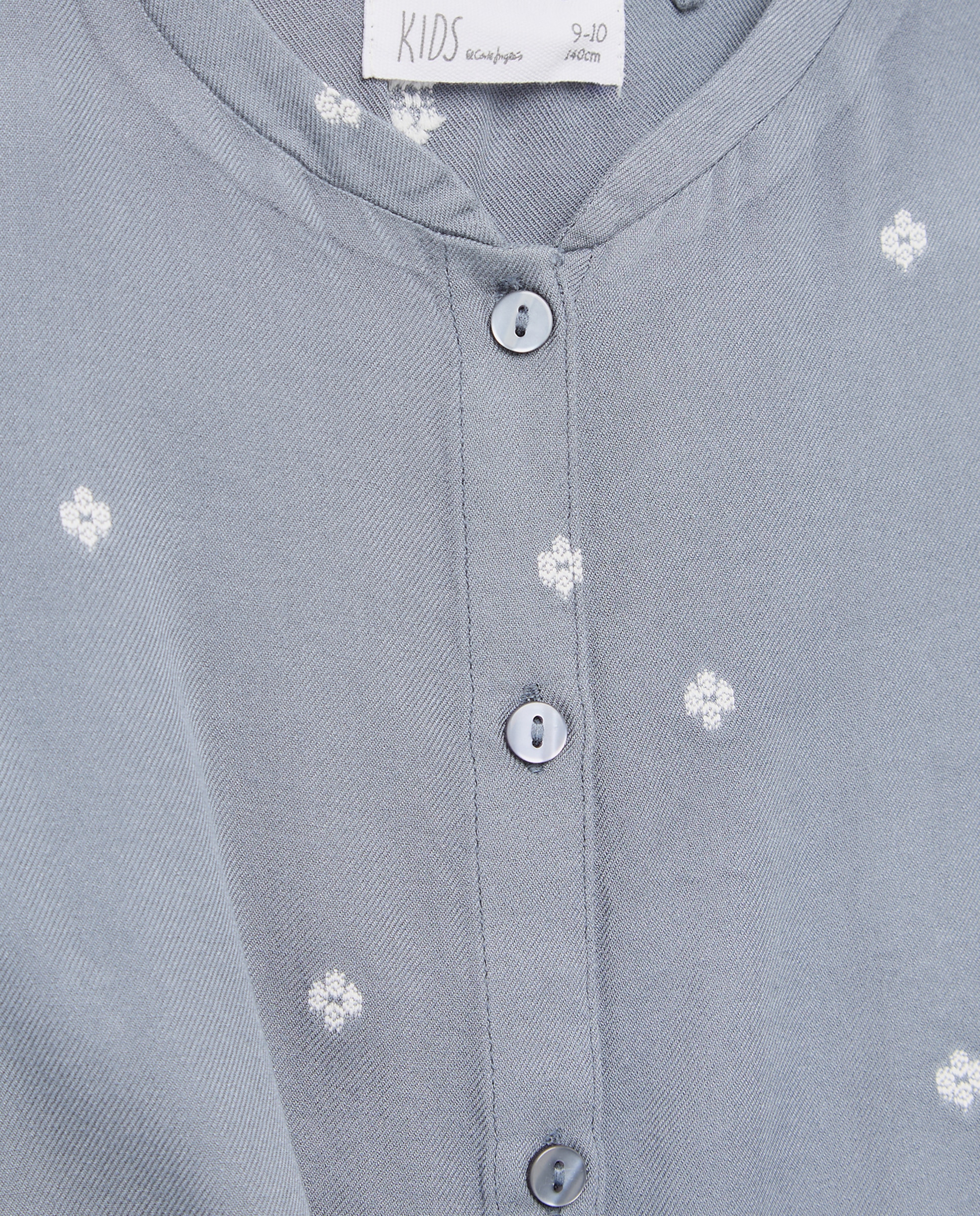 Blusa sin mangas con botones frontales y nudo en bajo en viscosa con mini jacquard all over de niña - Kids El Corte Inglés - Azul marino Azul marino-5
