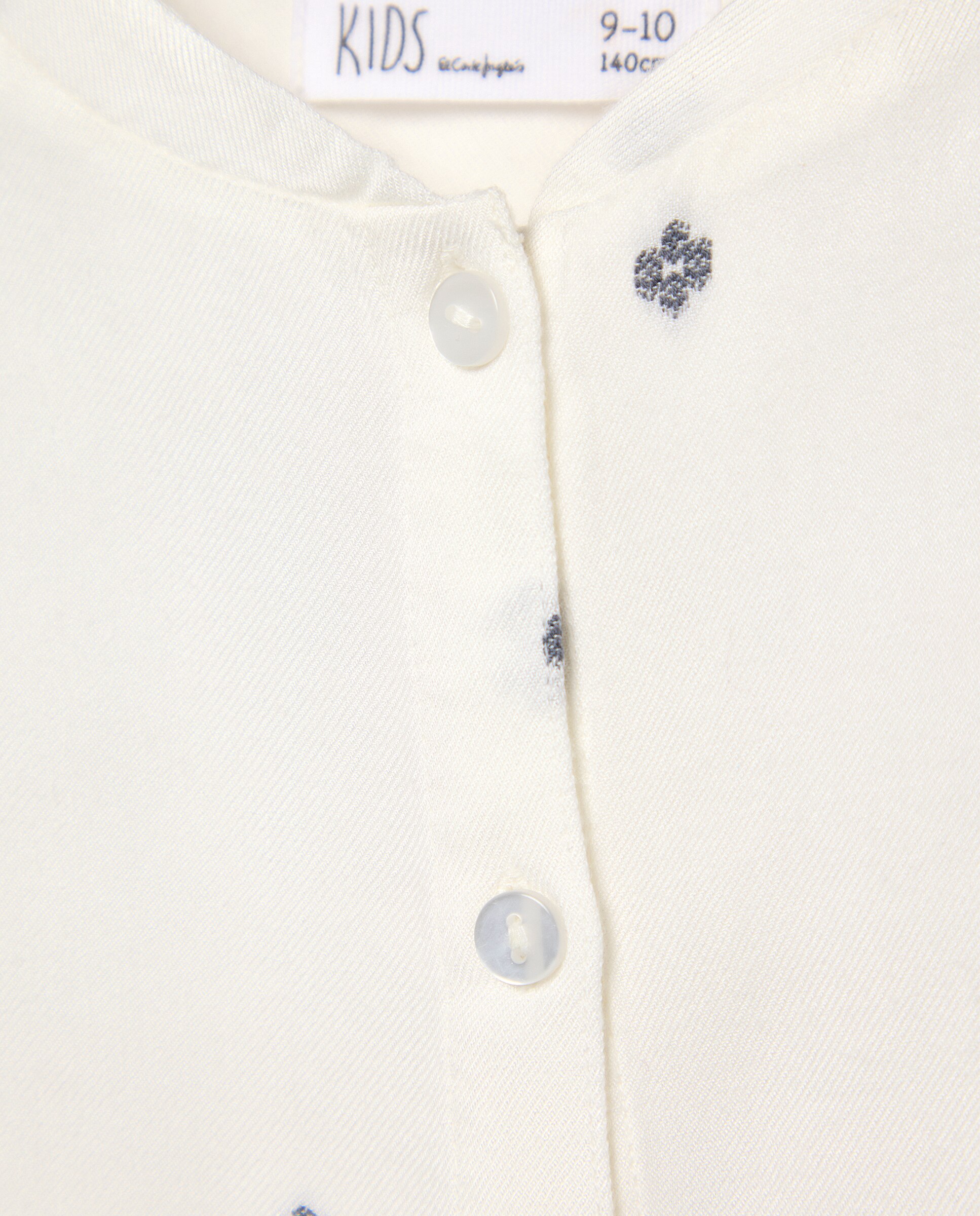 Blusa sem Mangas com Botões à Frente e Nó na Parte Inferior em Viscose com Mini Jacquard e All Over Print Kids El Corte Inglés Branco-6