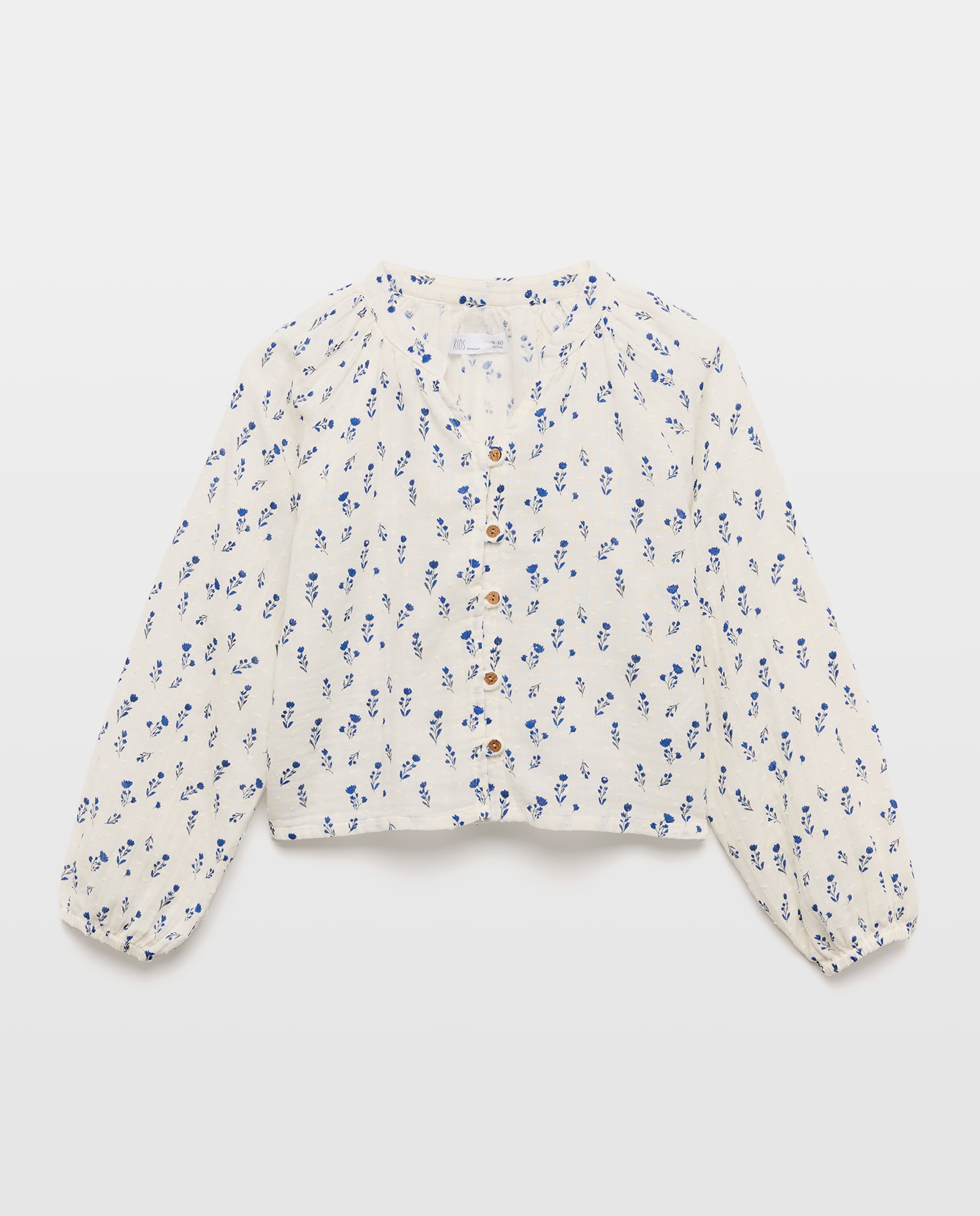 Camisa de Manga Comprida Raglã e Gola à Padre Franzida Dupla de Chiffon e Plumetti Kids El Corte Inglés Branco-4