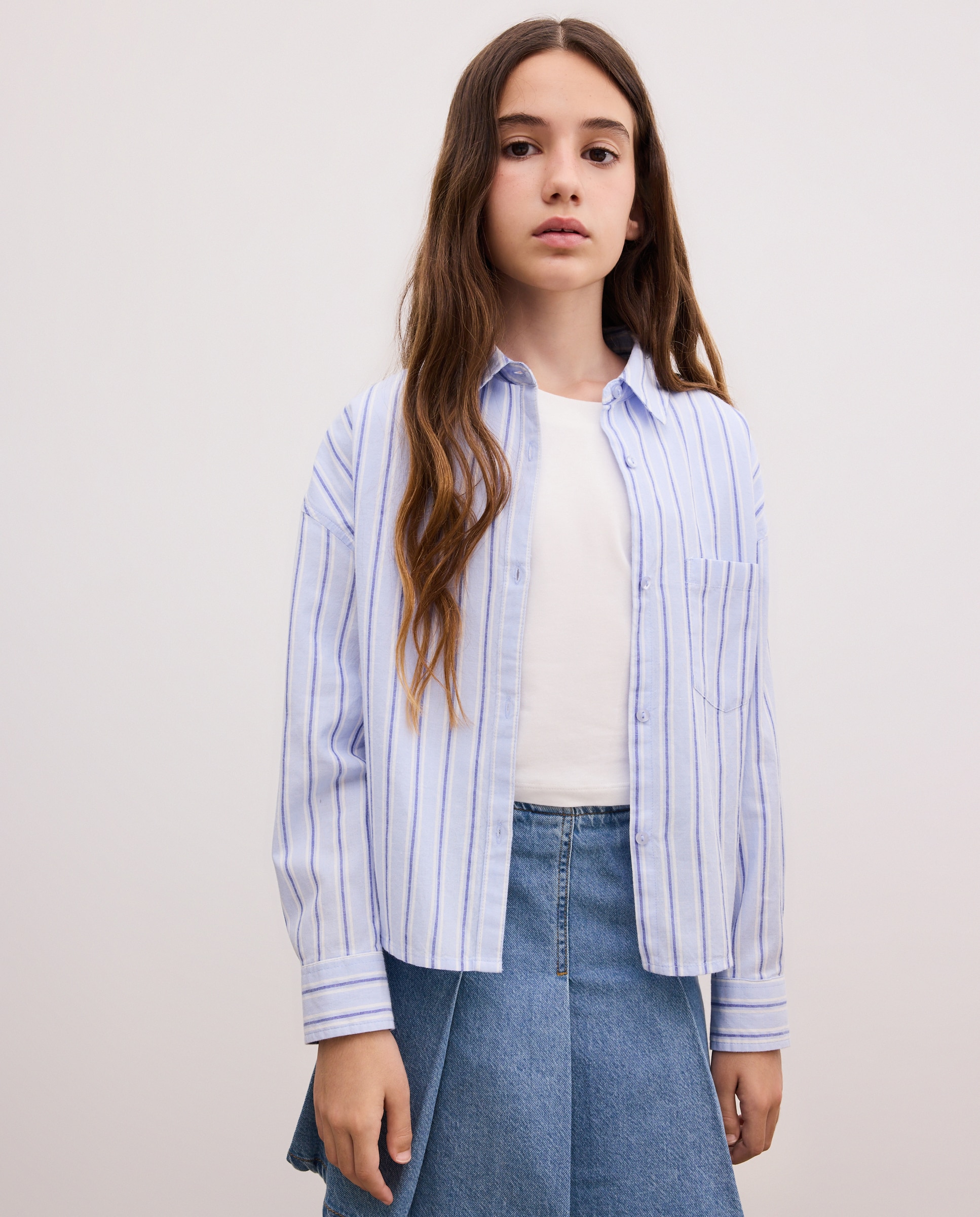 Camisa rayas con camiseta manga corta de niña - Kids El Corte Inglés - Azul Azul-1