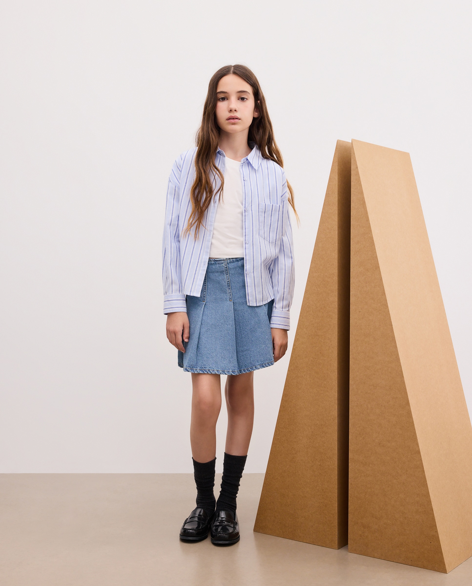 Camisa rayas con camiseta manga corta de niña - Kids El Corte Inglés - Azul Azul-2