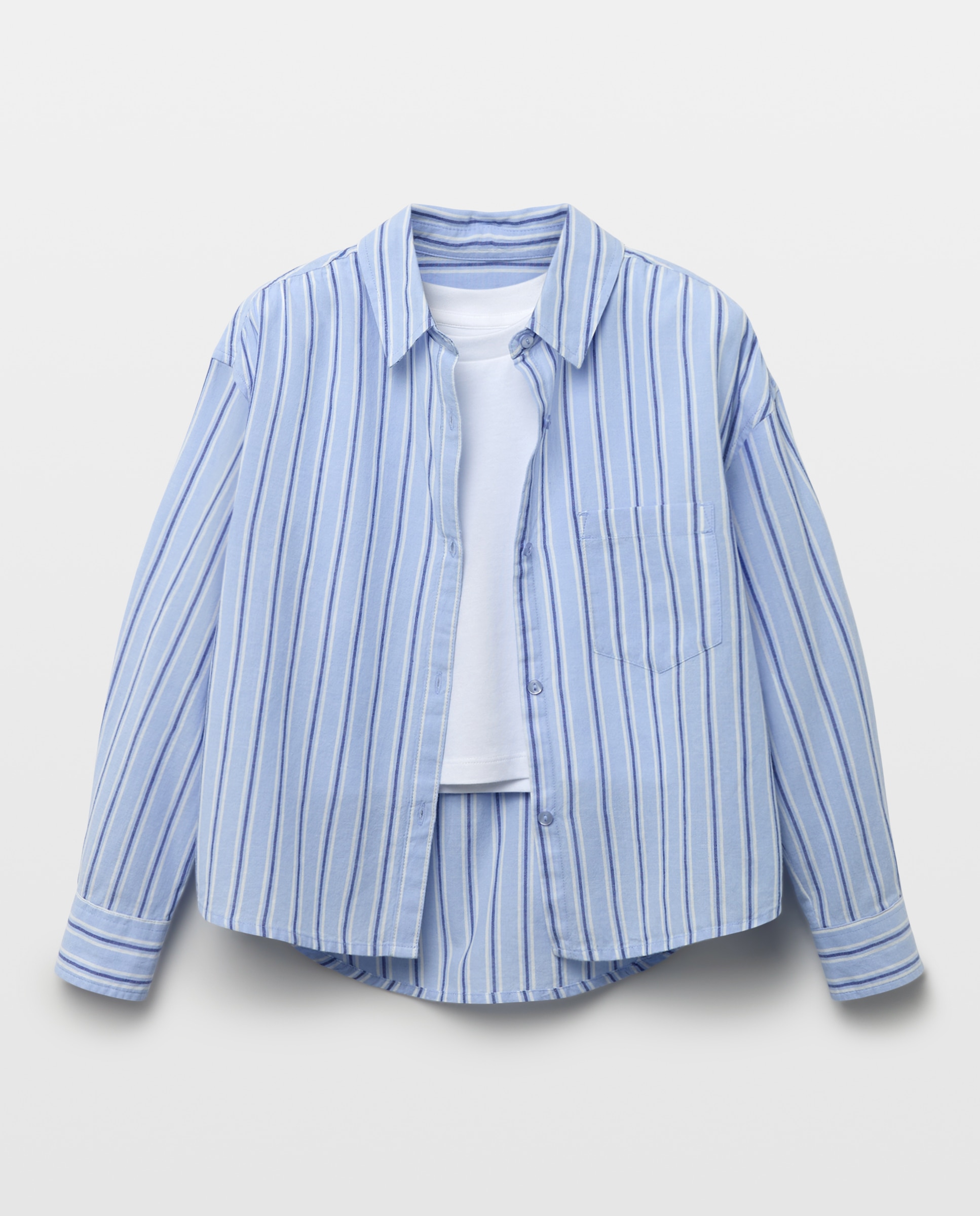 Camisa rayas con camiseta manga corta de niña - Kids El Corte Inglés - Azul Azul-4