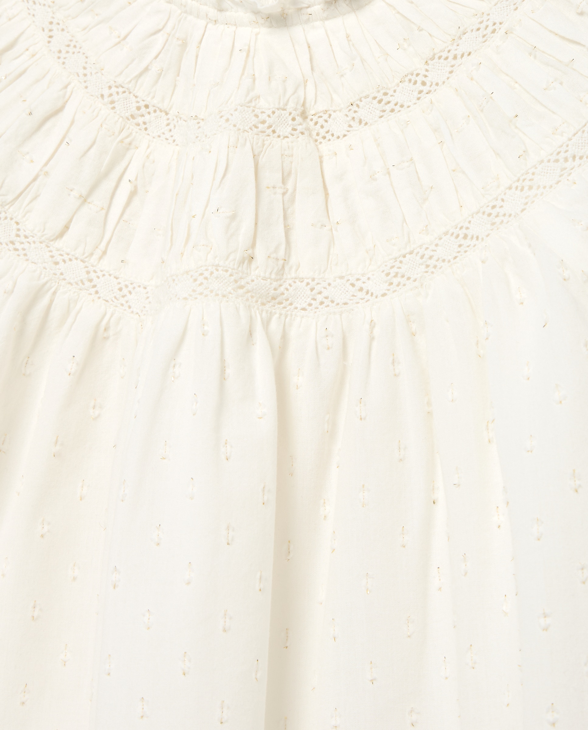 Blusa romántica manga larga canesú redondo con puntillas en dobby con lurex de niña - Kids El Corte Inglés - Blanco Blanco-5