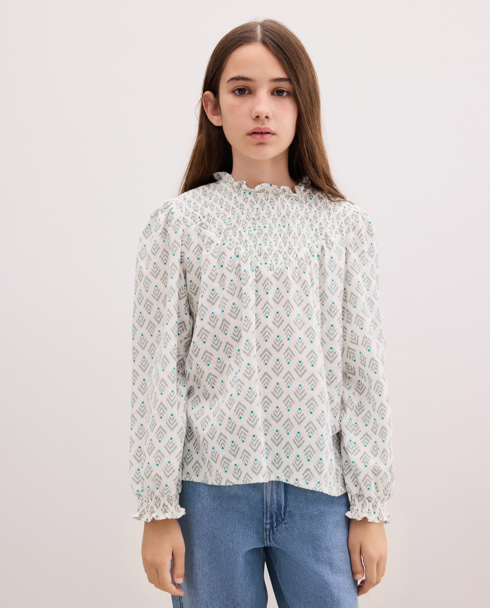 Imagem 0 de Blusa de All Over Print com Dobby com Fio Metalizado e Smock